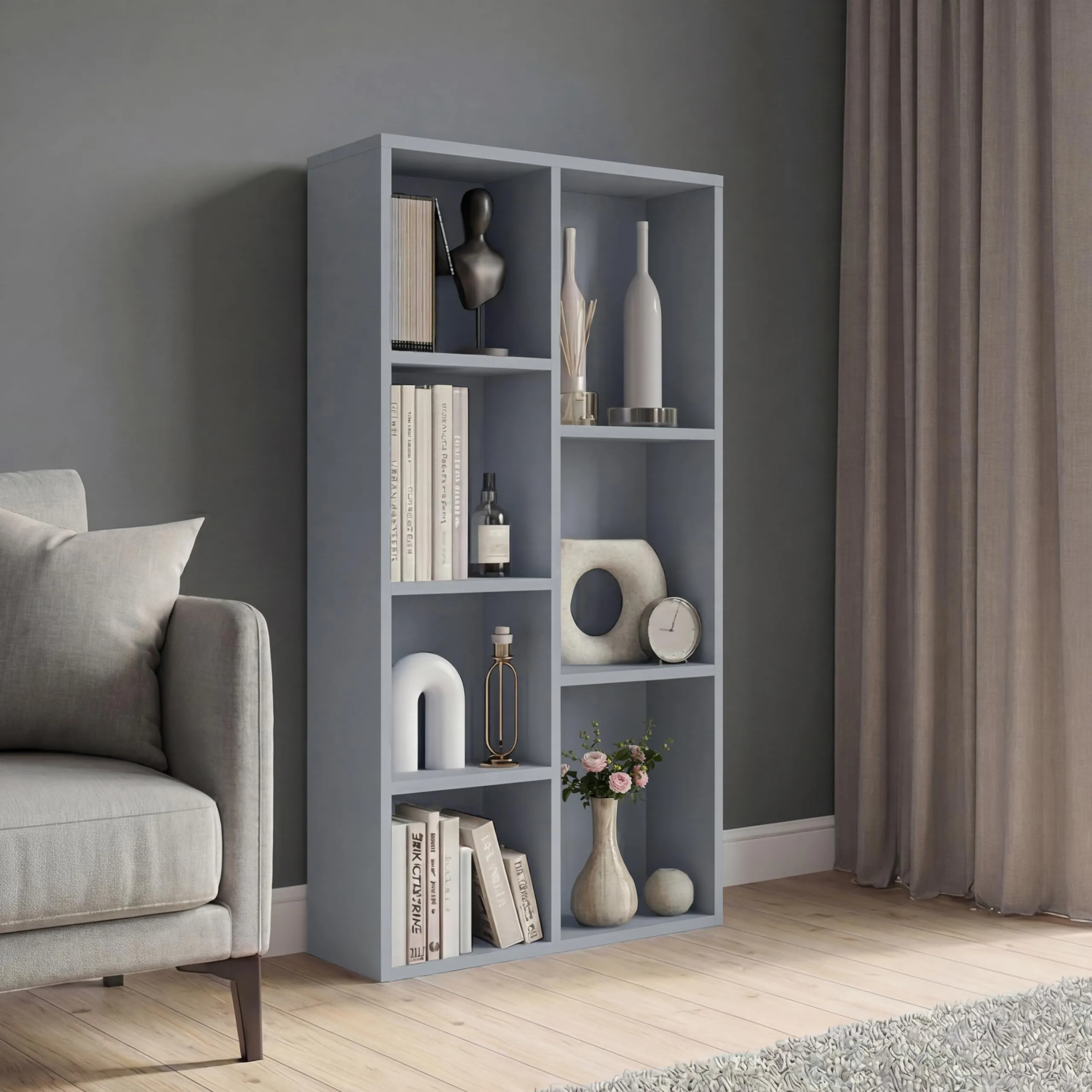 Vida Designs Mobiletto a 7 Cubi, Grigio, Legno - immagine 1