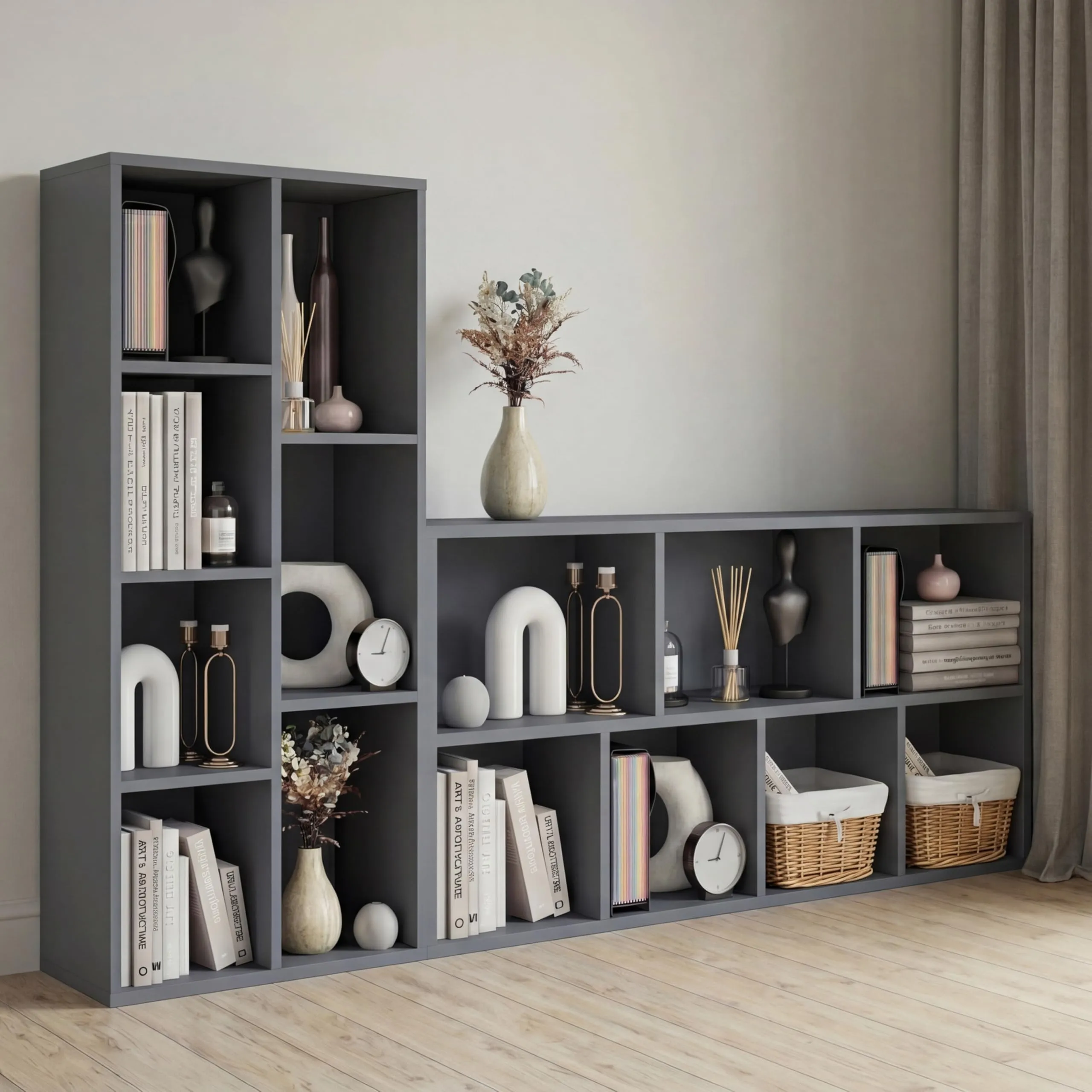 Vida Designs Mobiletto a 7 Cubi, Grigio, Legno - immagine 2