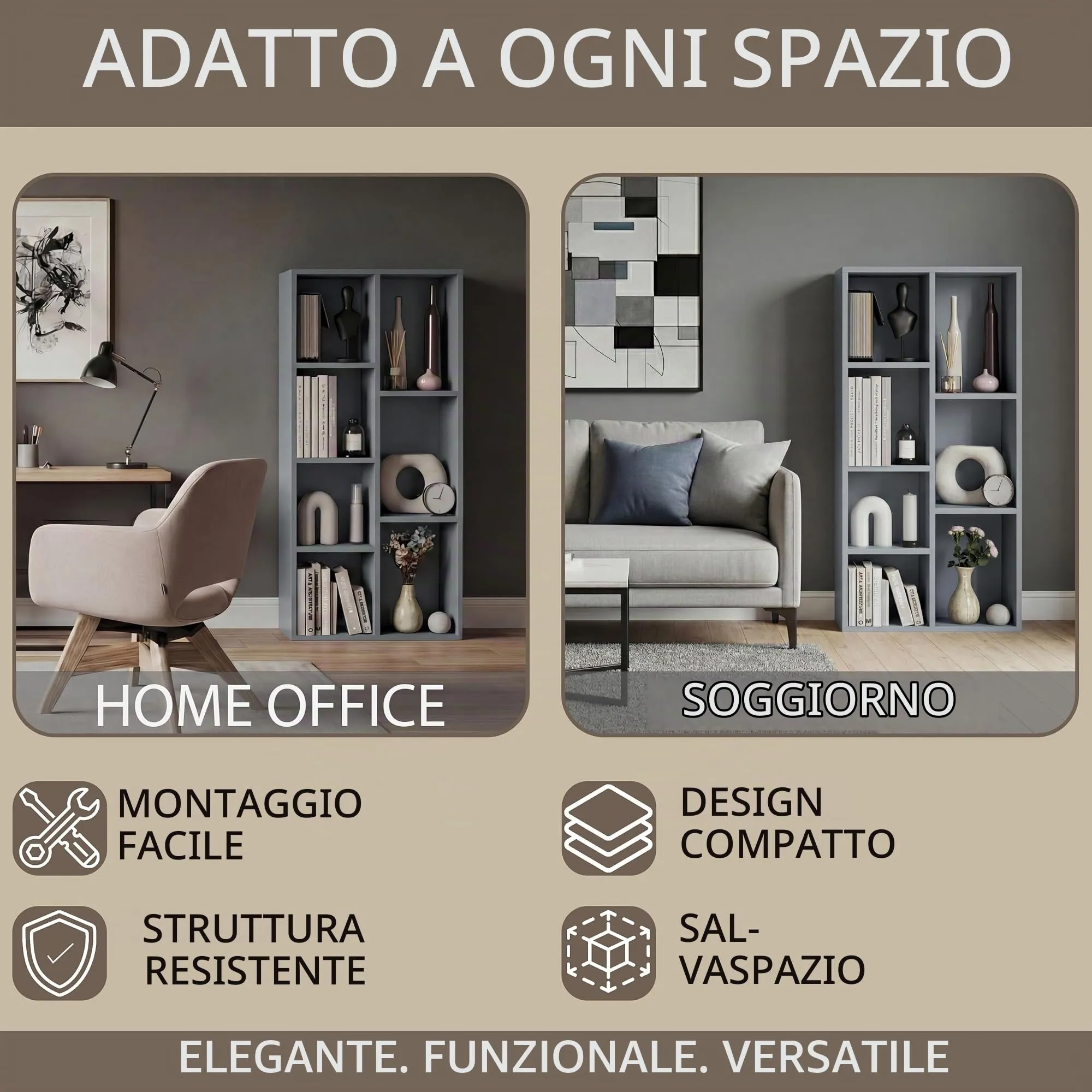 Vida Designs Mobiletto a 7 Cubi, Grigio, Legno - immagine 3