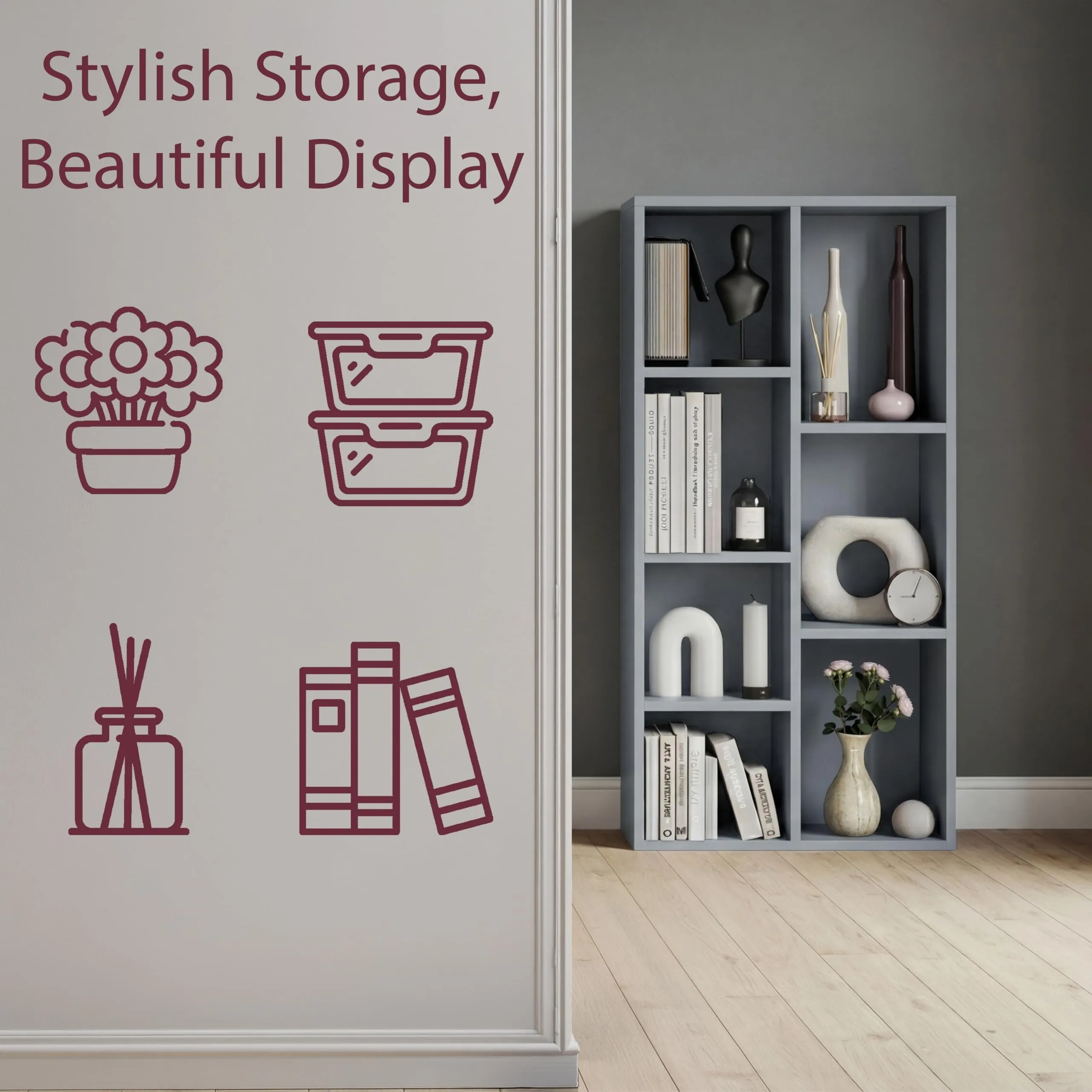 Vida Designs Mobiletto a 7 Cubi, Grigio, Legno - immagine 4