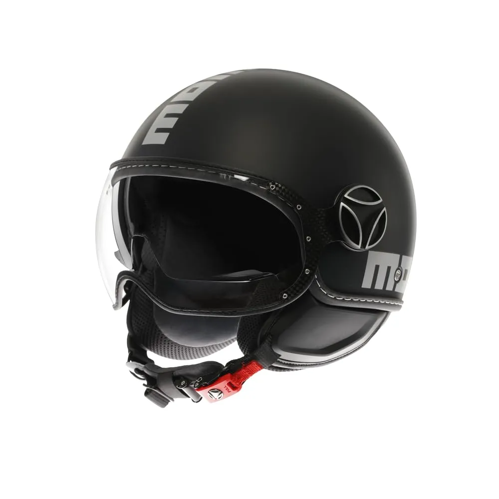 MOMO Design FGTR EVO E2206 Casco Moto Jet con Visiera Doppia, Nero/Argento opaco, S - immagine 1
