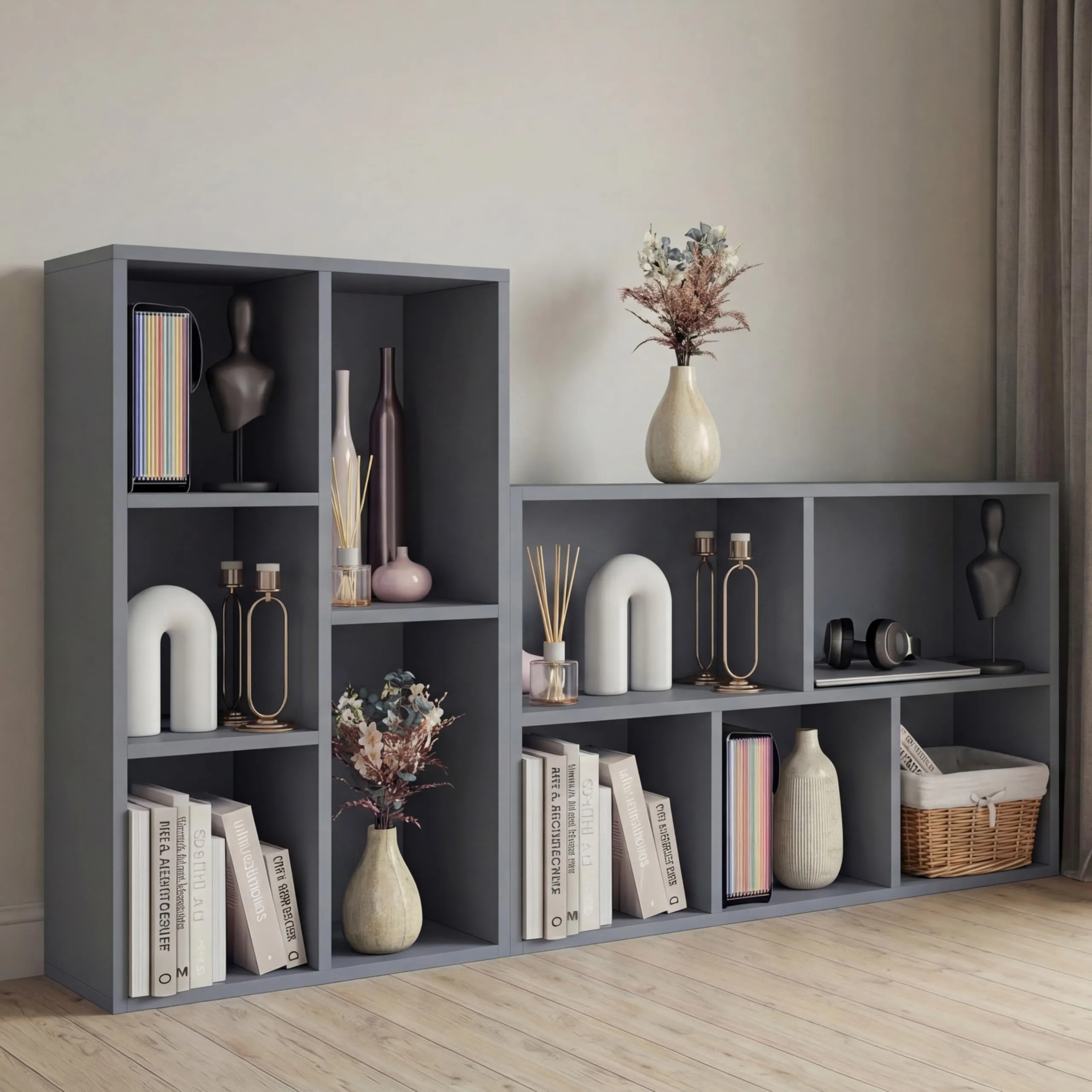 Vida Designs Scaffale a 5 cubi in legno, Grigio - immagine 2