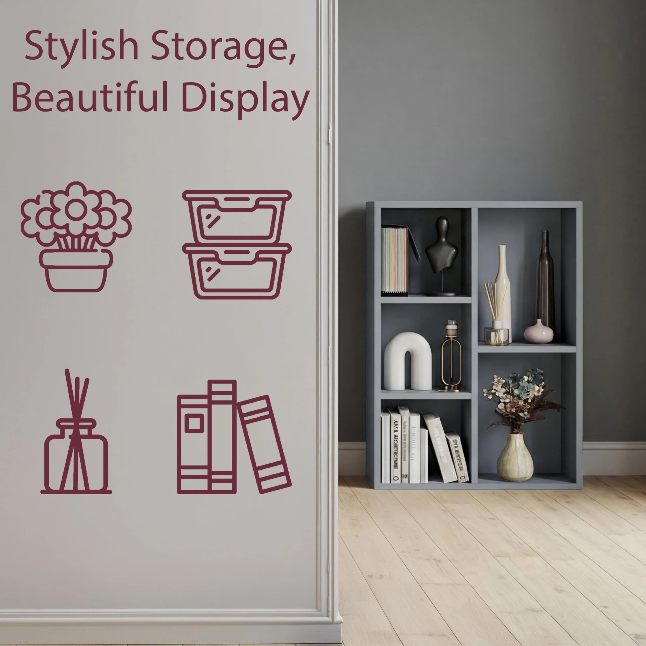 Vida Designs Scaffale a 5 cubi in legno, Grigio - immagine 4