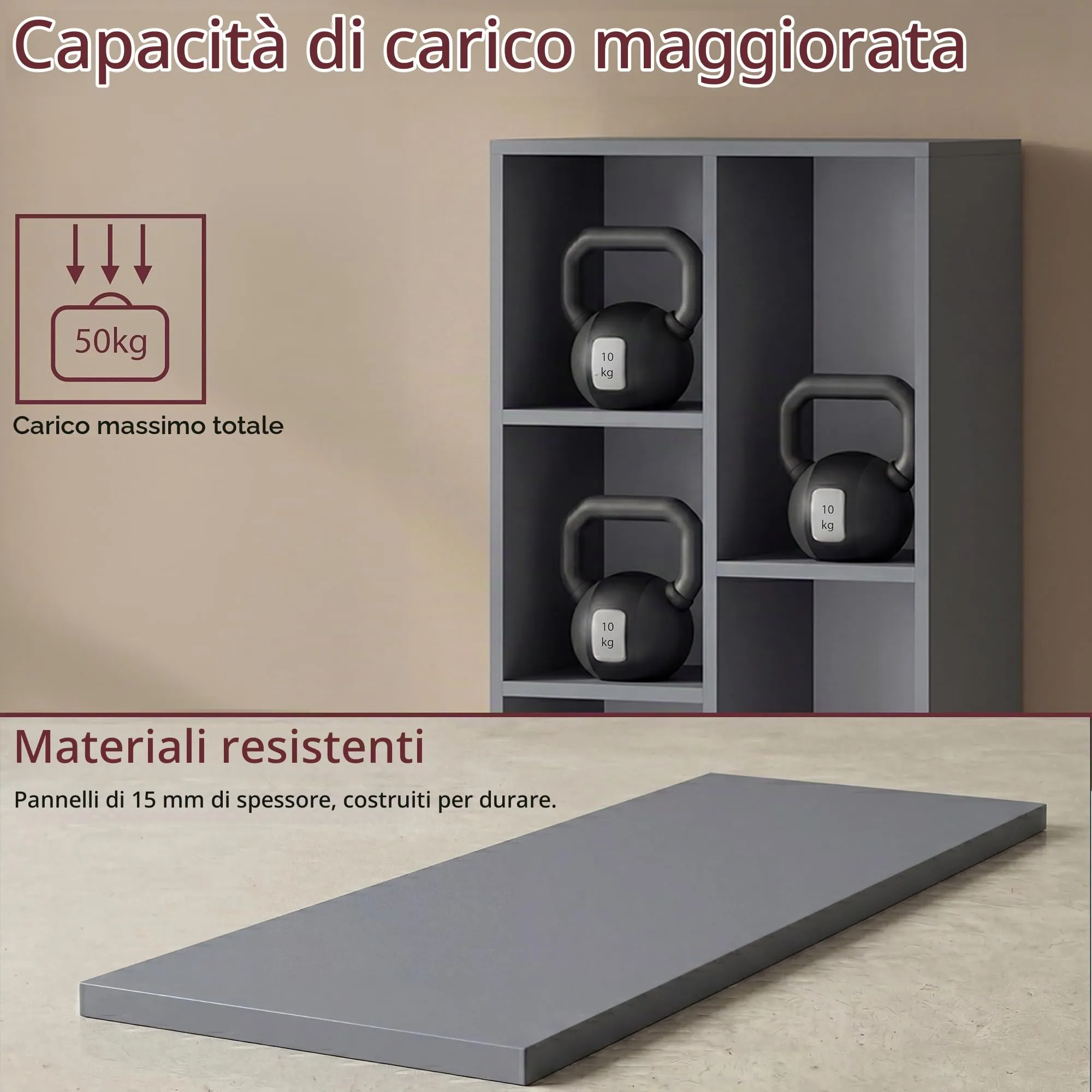 Vida Designs Scaffale a 5 cubi in legno, Grigio - immagine 5