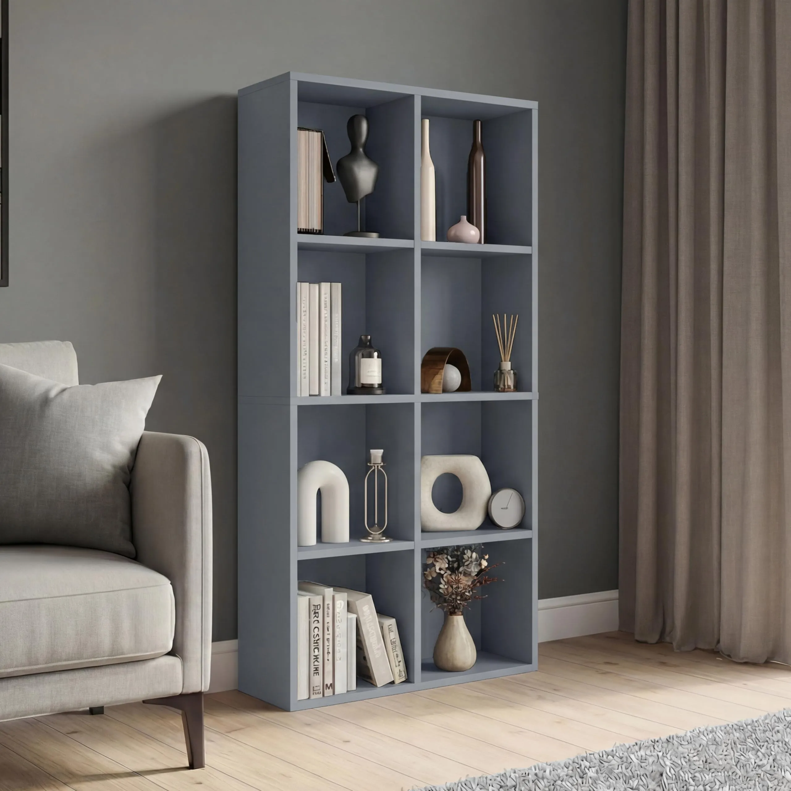 Vida Designs Mobiletto a 8 Cubi, Grigio, Legno - immagine 1
