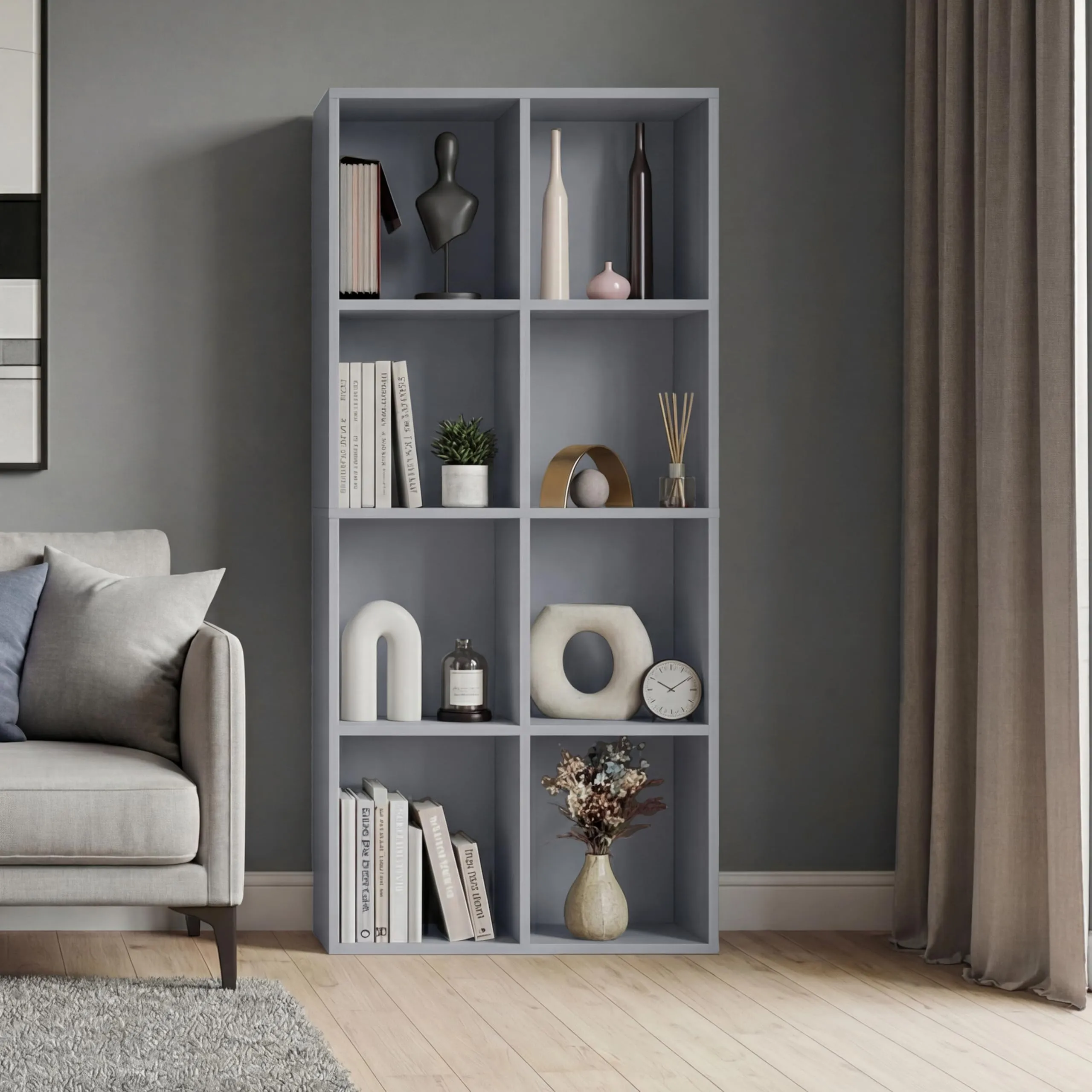 Vida Designs Mobiletto a 8 Cubi, Grigio, Legno - immagine 2