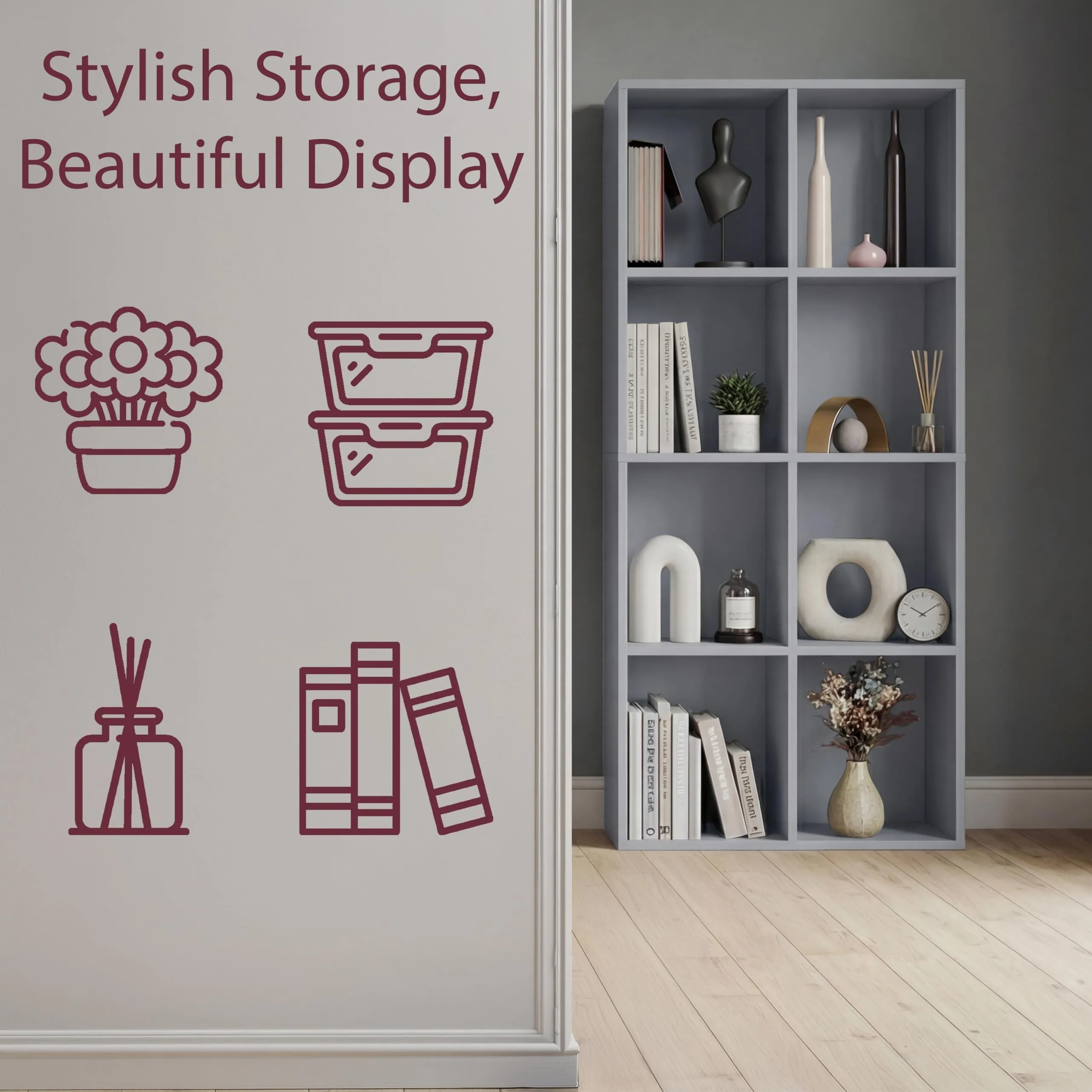 Vida Designs Mobiletto a 8 Cubi, Grigio, Legno - immagine 4