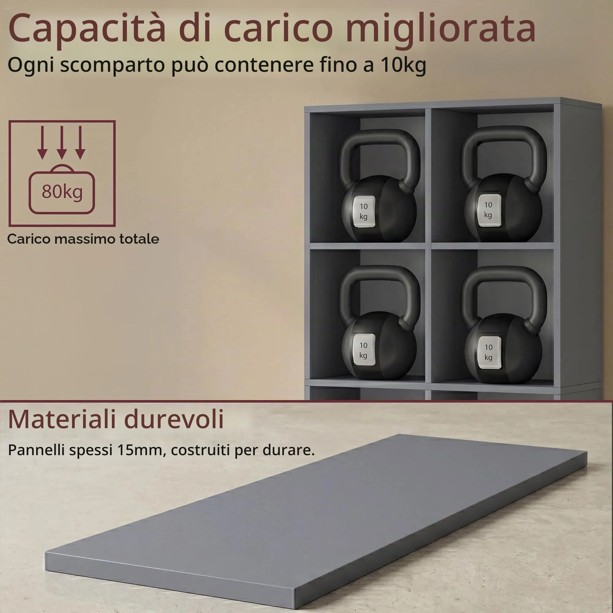 Vida Designs Mobiletto a 8 Cubi, Grigio, Legno - immagine 5