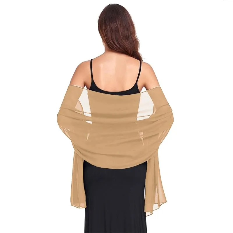 Van Der Rich Stola in Mussola di Seta Foulard Scialle Leggero Donna (36-Cammello) - immagine 1