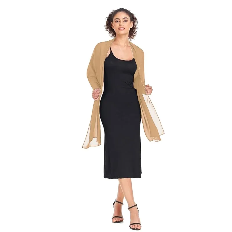 Van Der Rich Stola in Mussola di Seta Foulard Scialle Leggero Donna (36-Cammello) - immagine 2