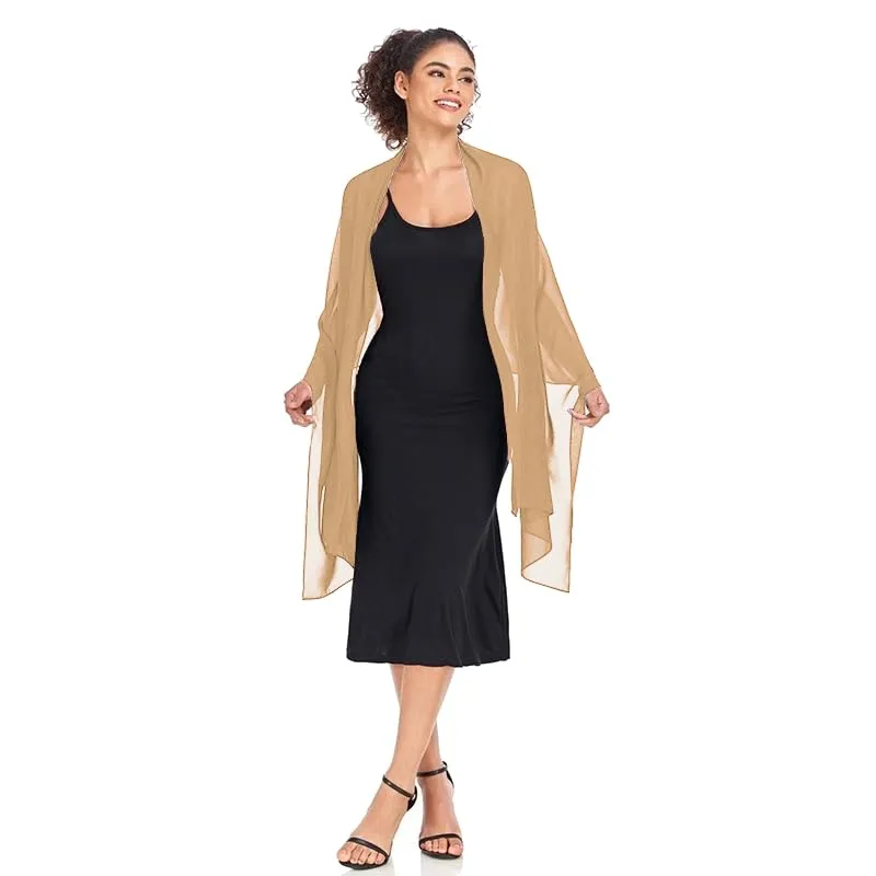 Van Der Rich Stola in Mussola di Seta Foulard Scialle Leggero Donna (36-Cammello) - immagine 3
