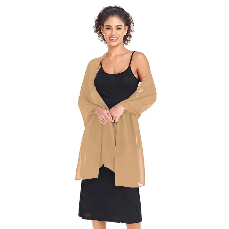 Van Der Rich Stola in Mussola di Seta Foulard Scialle Leggero Donna (36-Cammello) - immagine 4