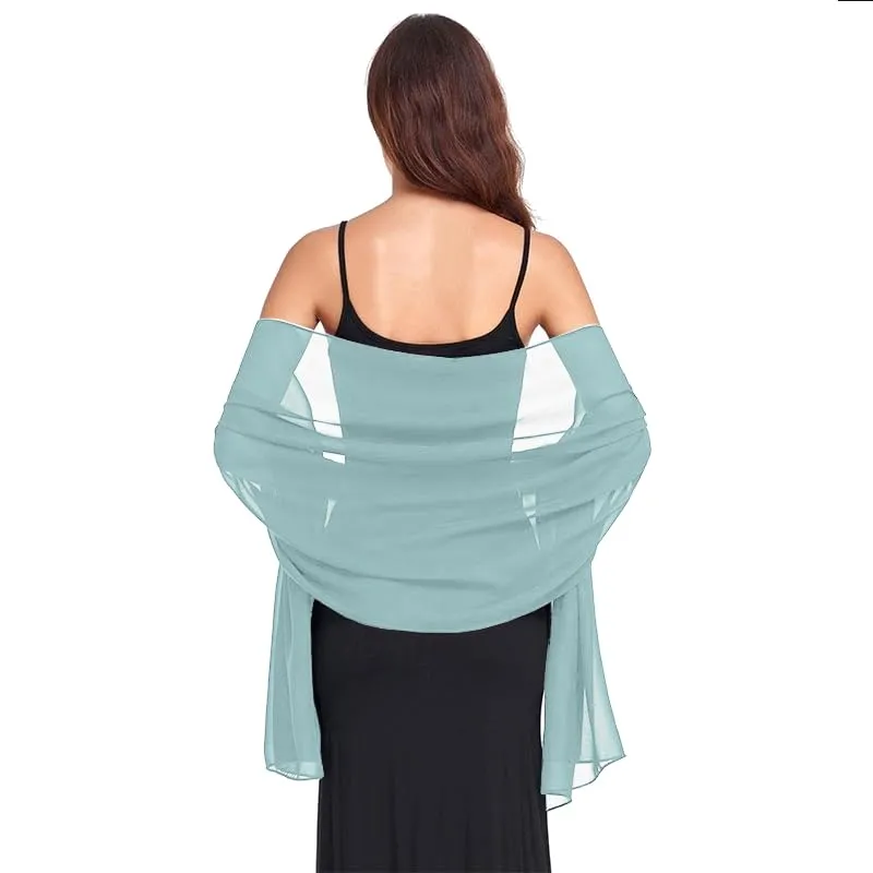 Van Der Rich Stola in Mussola di Seta Foulard Scialle Leggero Donna - Blu Grigio - immagine 1
