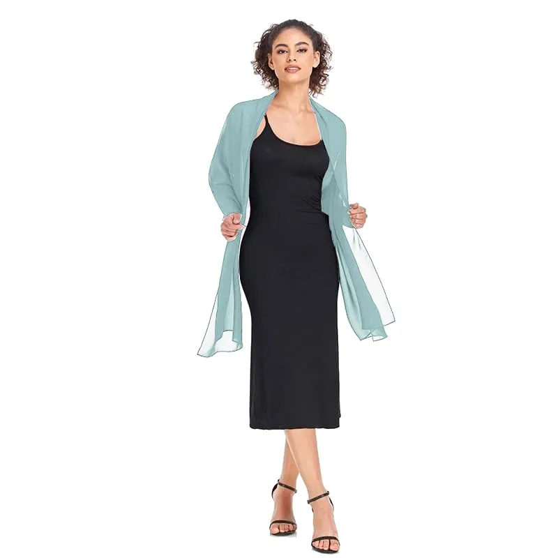 Van Der Rich Stola in Mussola di Seta Foulard Scialle Leggero Donna - Blu Grigio - immagine 2