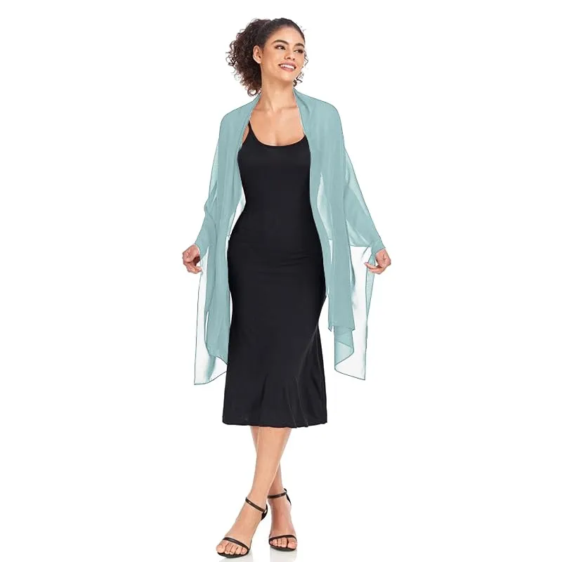 Van Der Rich Stola in Mussola di Seta Foulard Scialle Leggero Donna - Blu Grigio - immagine 3