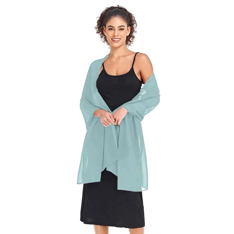 Van Der Rich Stola in Mussola di Seta Foulard Scialle Leggero Donna - Blu Grigio - immagine 4