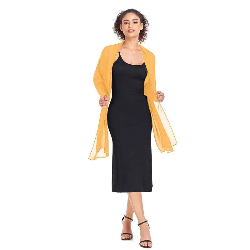 Van Der Rich Stola in Mussola di Seta Foulard Scialle Leggero Donna - 176-Giallo - immagine 2