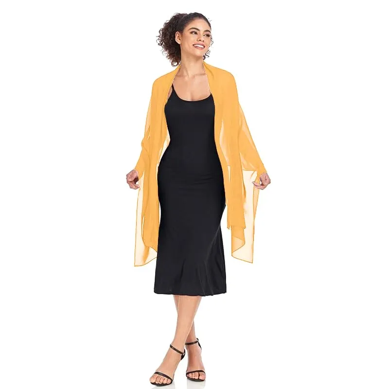 Van Der Rich Stola in Mussola di Seta Foulard Scialle Leggero Donna - 176-Giallo - immagine 3