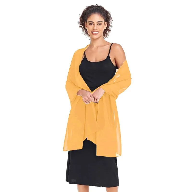 Van Der Rich Stola in Mussola di Seta Foulard Scialle Leggero Donna - 176-Giallo - immagine 4