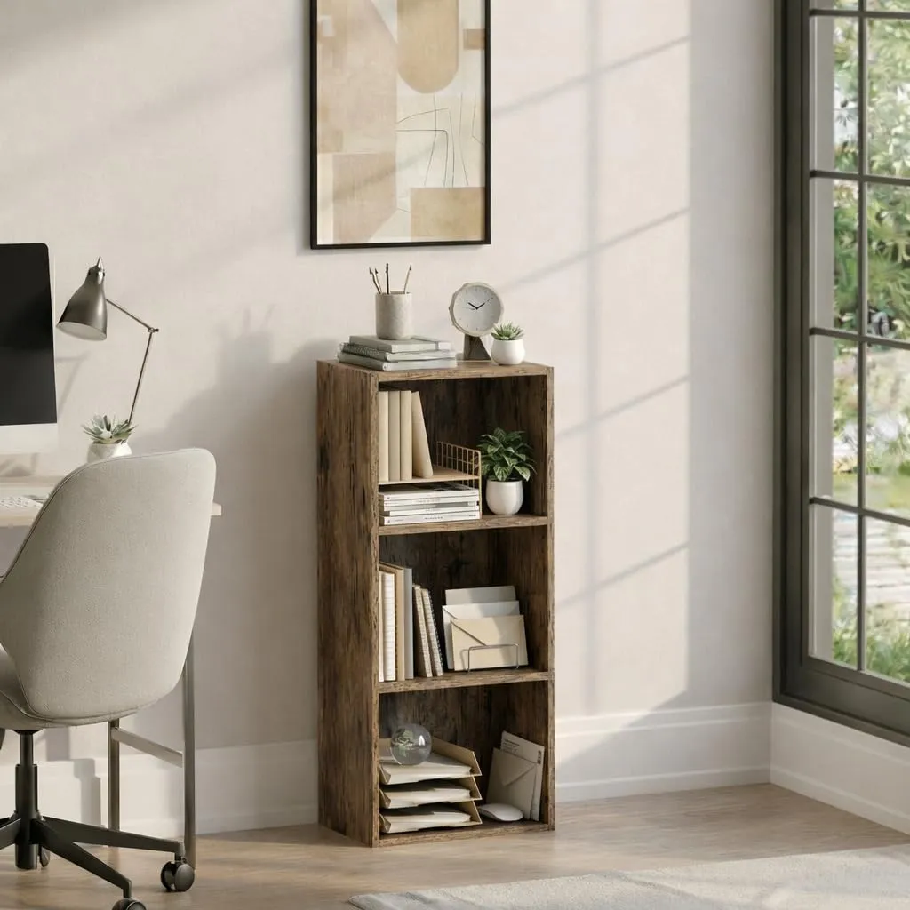 Vida Designs Oxford Libreria a 3 ripiani a cubo in legno scuro - immagine 1