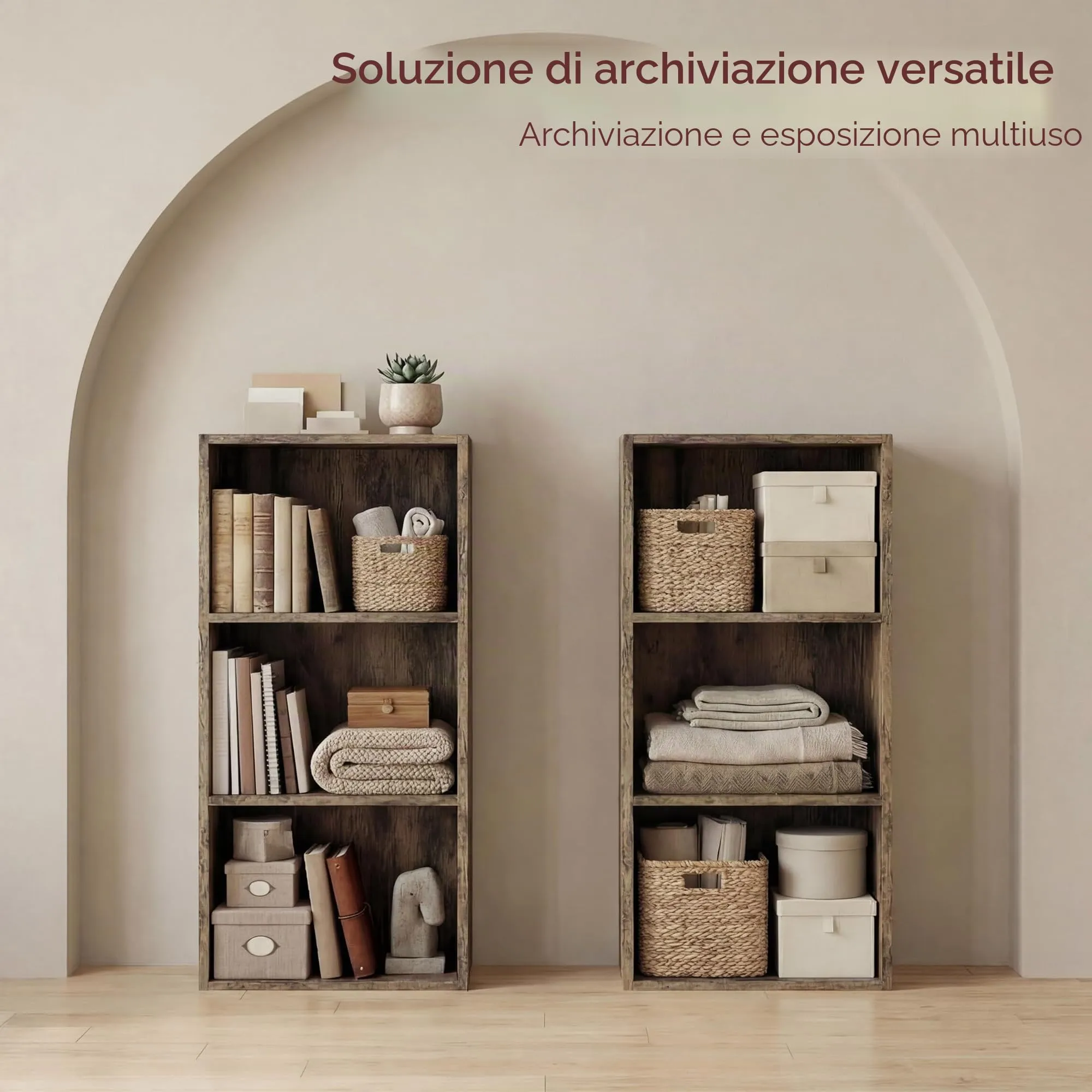 Vida Designs Oxford Libreria a 3 ripiani a cubo in legno scuro - immagine 2