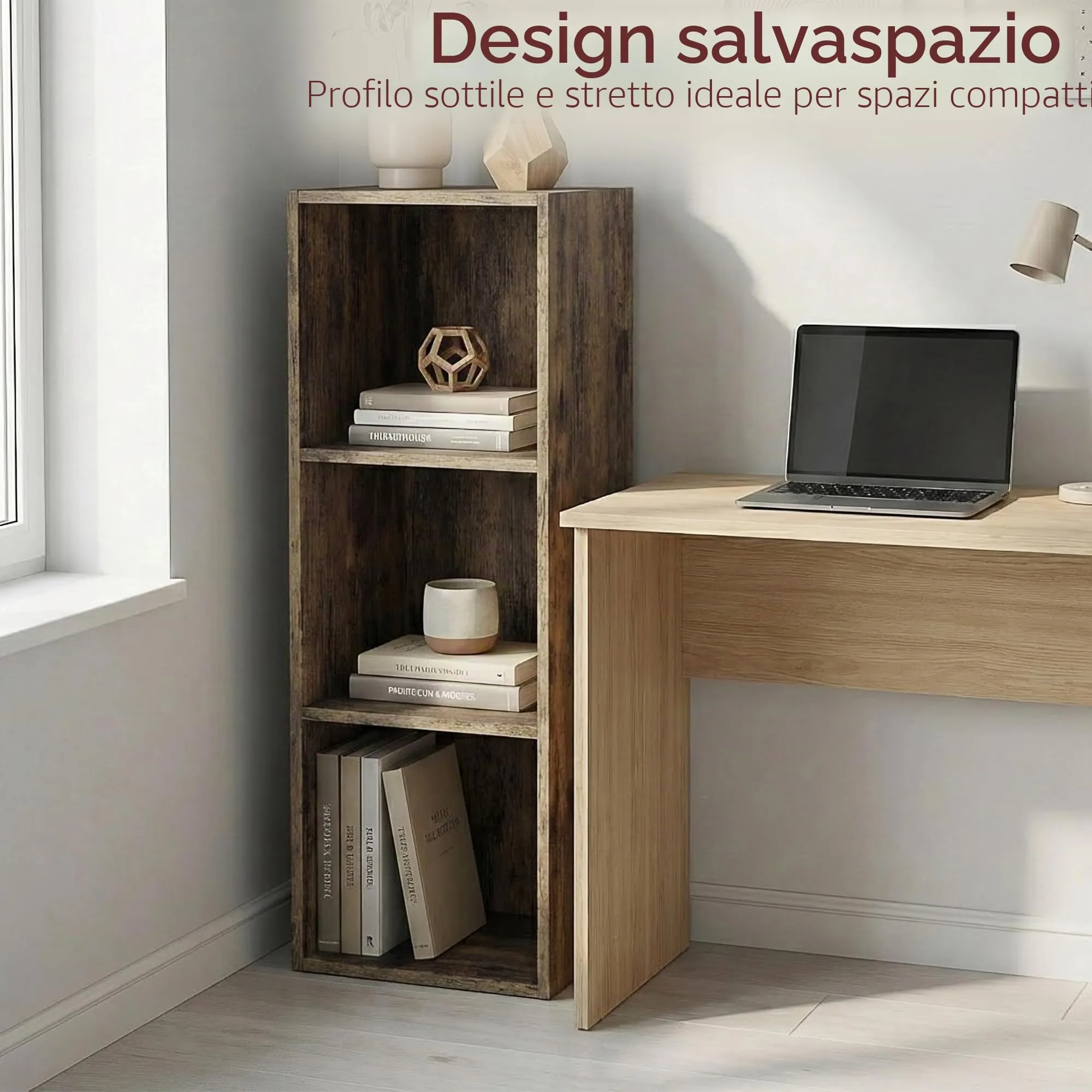 Vida Designs Oxford Libreria a 3 ripiani a cubo in legno scuro - immagine 3