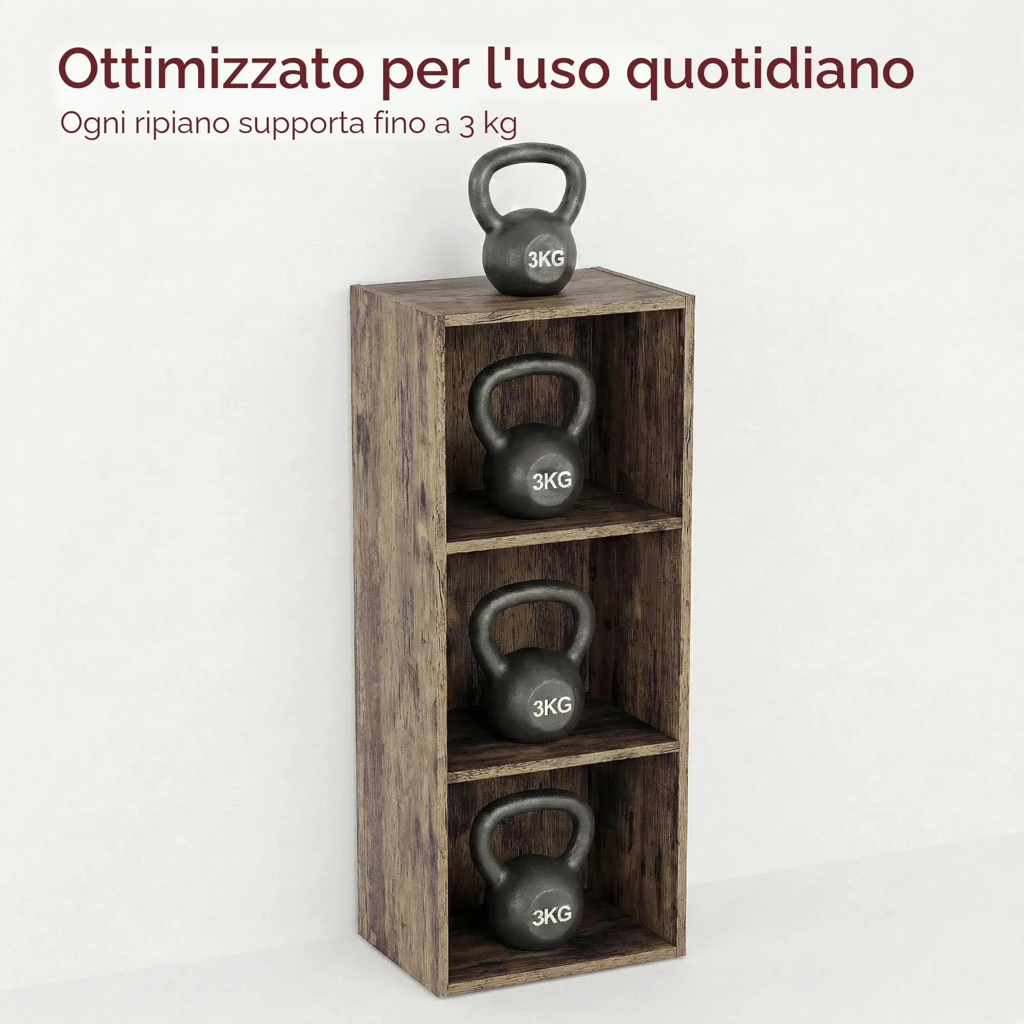 Vida Designs Oxford Libreria a 3 ripiani a cubo in legno scuro - immagine 4