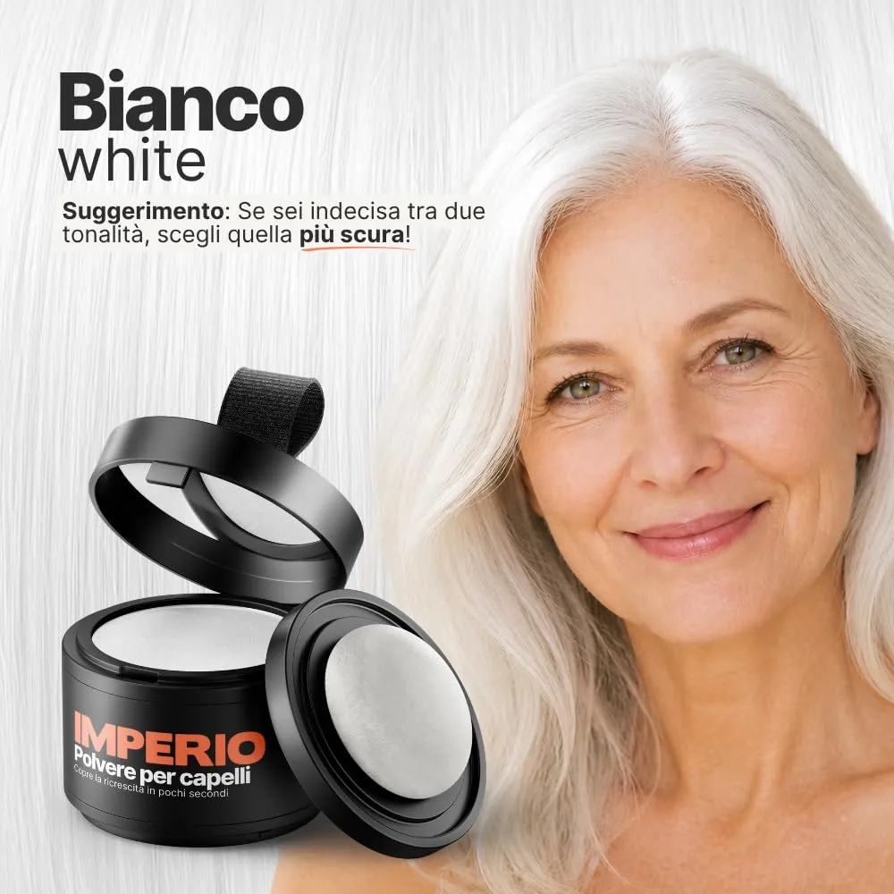 IMPERIO Polvere per capelli correttore ispessente per radici, 4 g (Bianco) - immagine 3