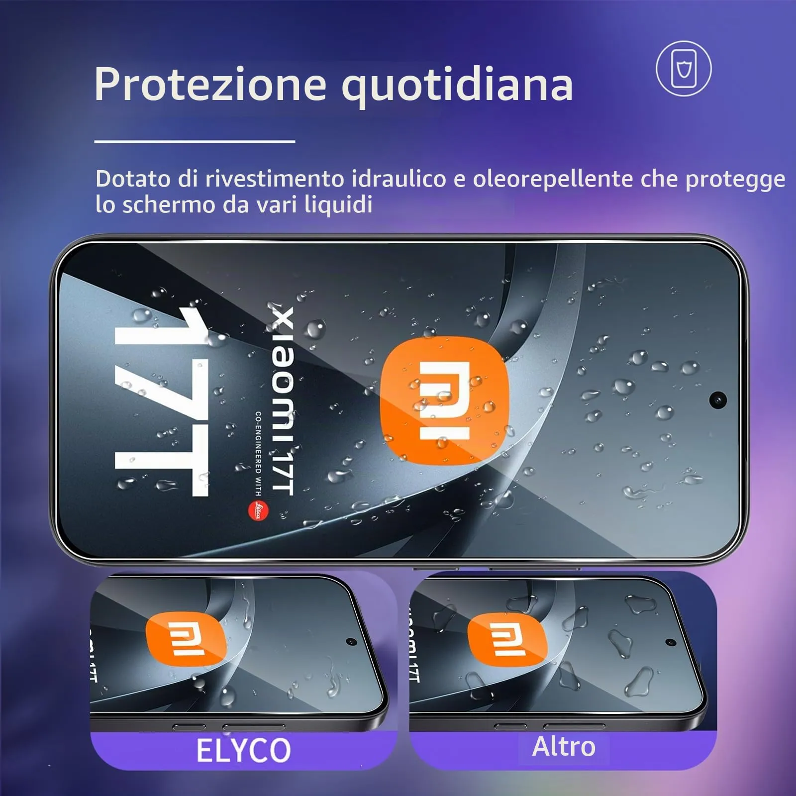 ELYCO Vetro Temperato per Xiaomi 17T, 3+3 Pezzi - immagine 2