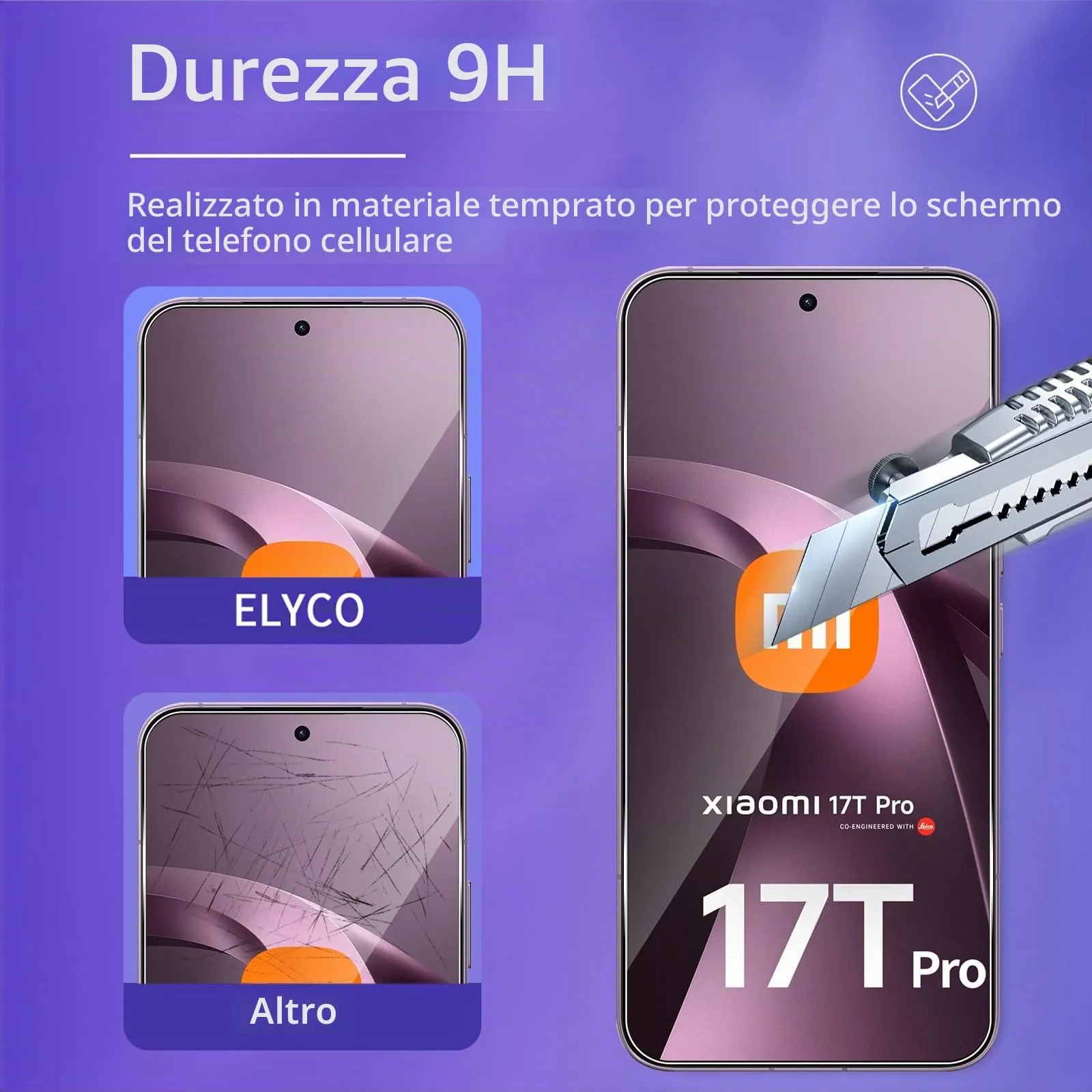 ELYCO Vetro Temperato per Xiaomi 17T Pro, 3+3 Pezzi - immagine 3