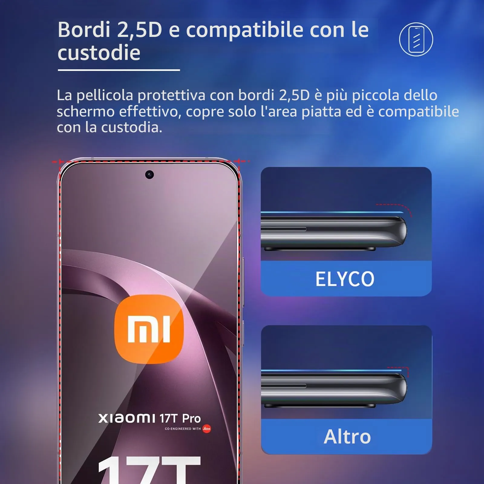 ELYCO Vetro Temperato per Xiaomi 17T Pro, 3+3 Pezzi - immagine 5