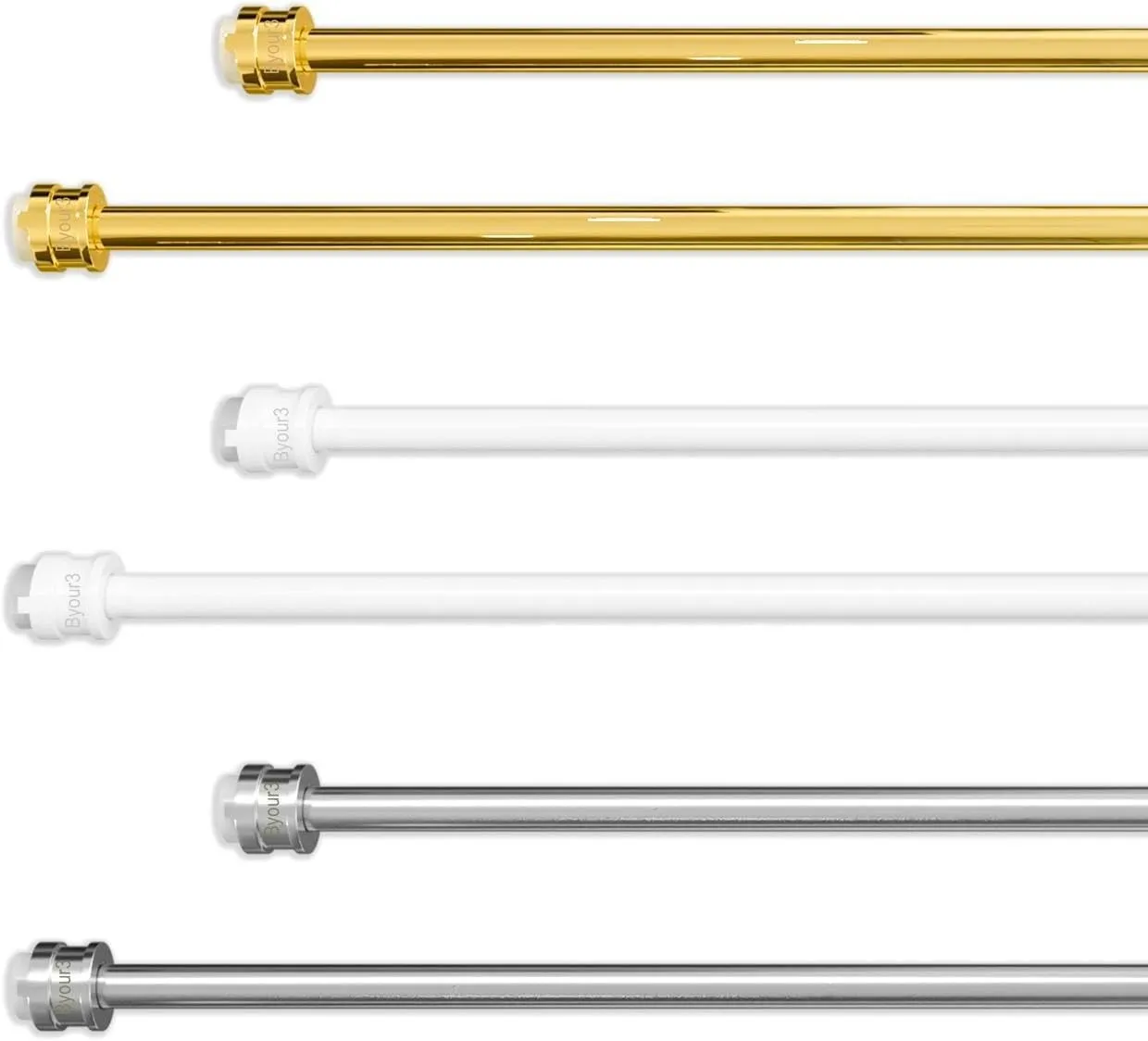 Byour3 Ganci per tende senza forare, set 4 pezzi, regolabili da 15 a 26mm, trasparenti - immagine 5