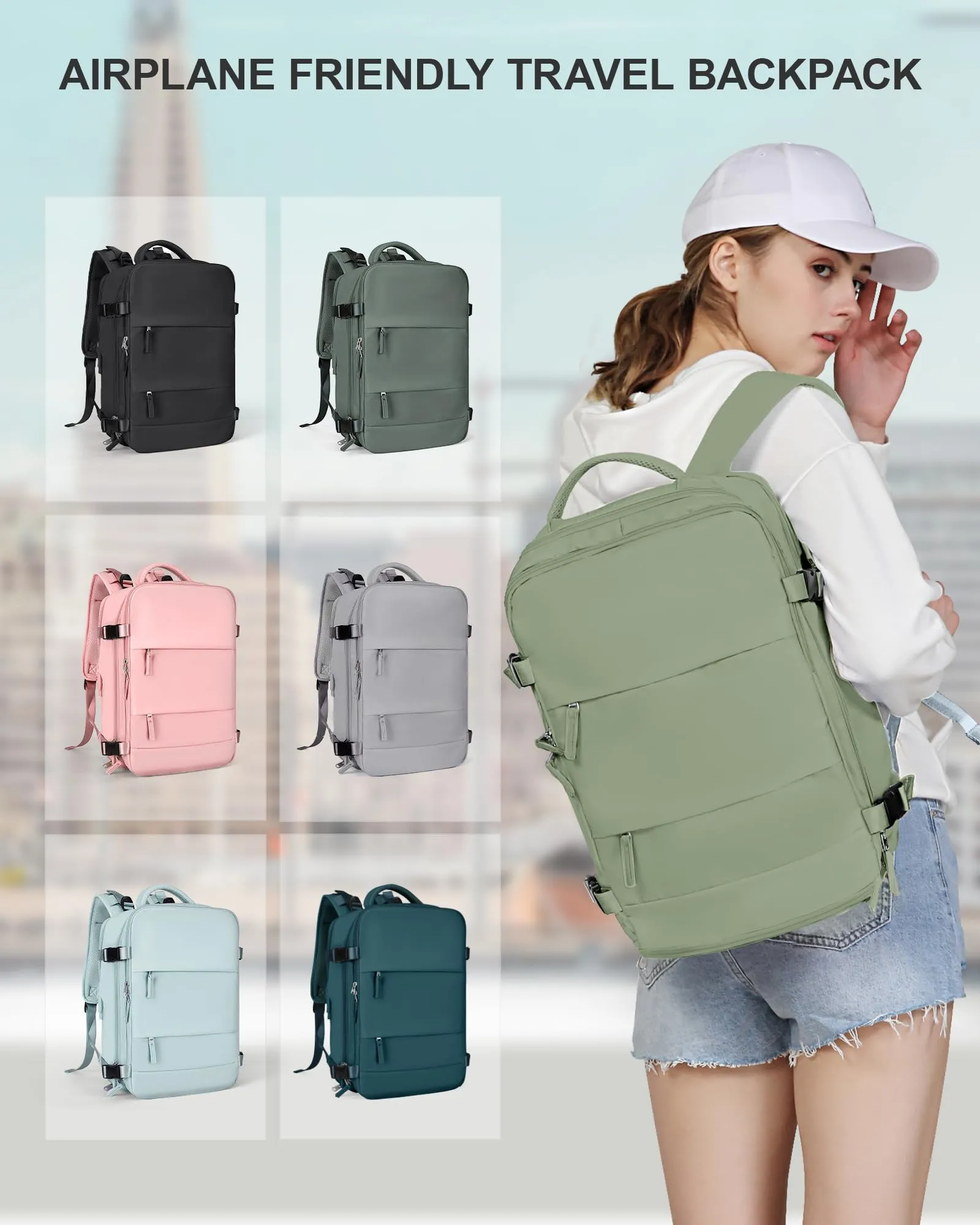 SZLX Zaino da Viaggio 40x30x20 Ryanair Wizzair Impermeabile con Scomparto per Scarpe e Laptop 14 Pollici - immagine 8