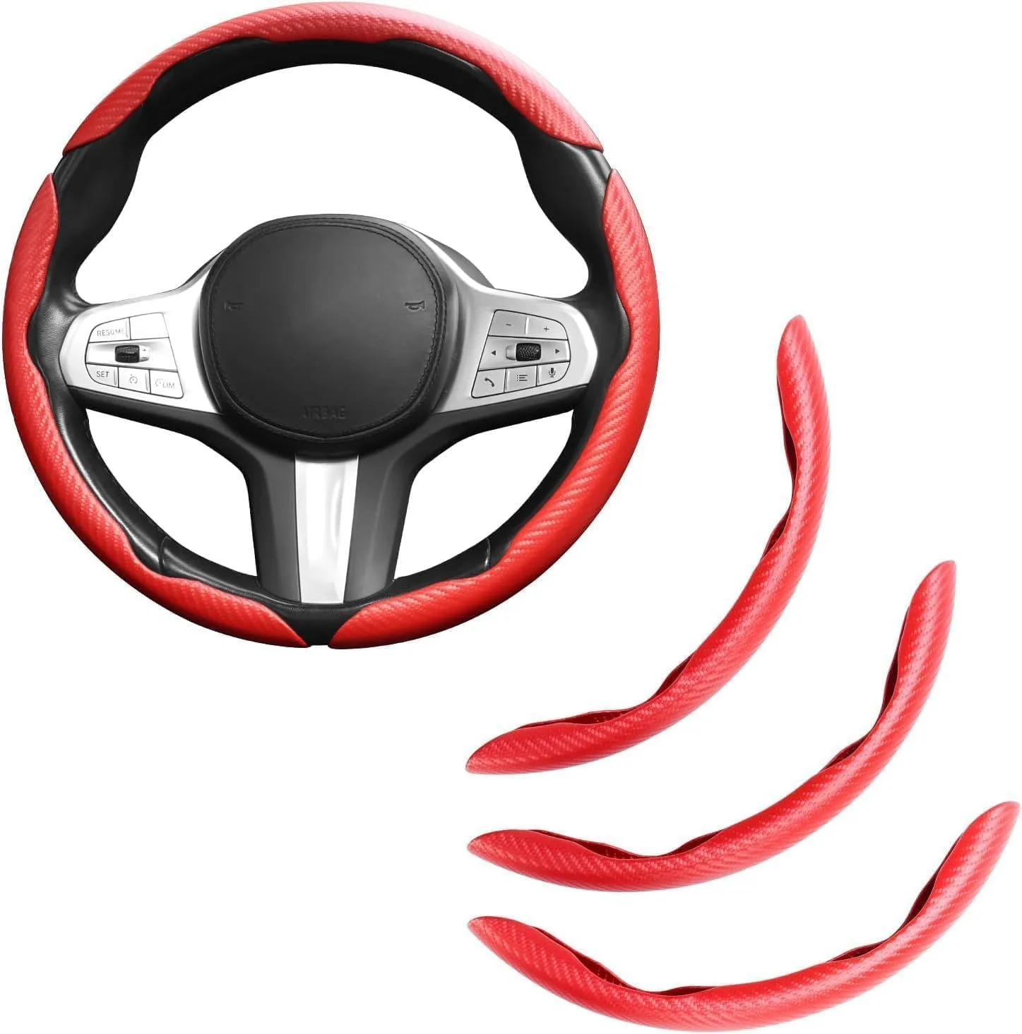 Einesin Coprivolante in Fibra di Carbonio Universale, Design Segmentato a Farfalla (Rosso, 3 pezzi) - immagine 1