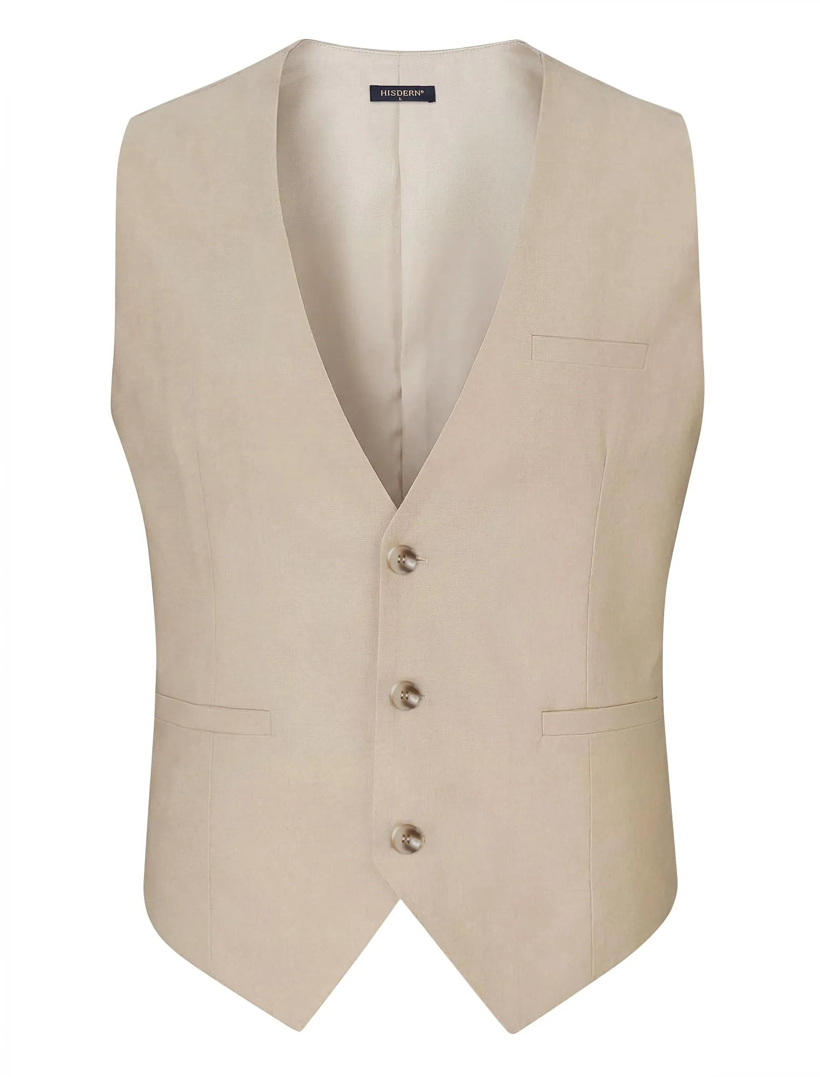 HISDERN Gilet estivo da uomo in cotone e lino, Champagne, 3XL - immagine 6