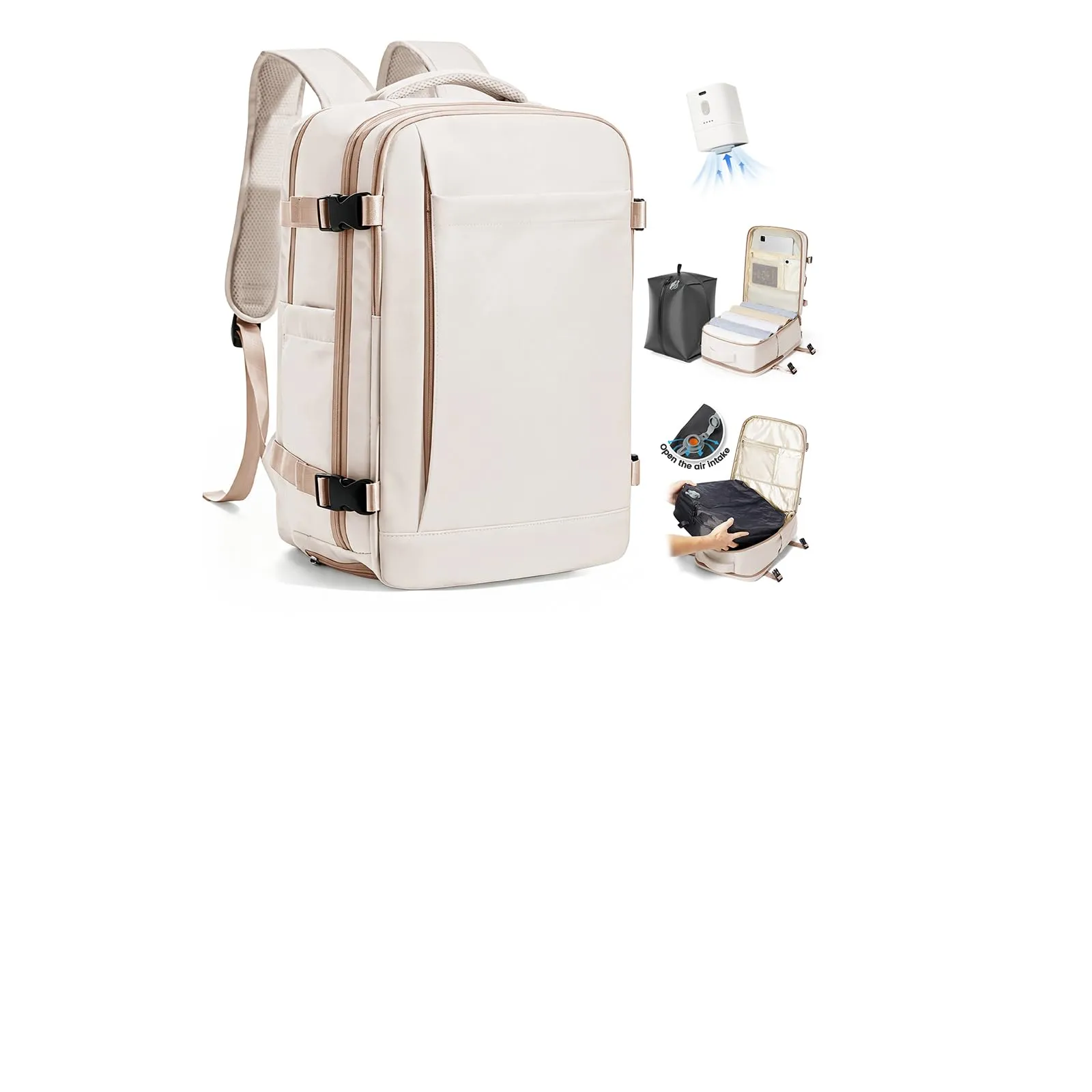SZLX Zaino da Viaggio Sottovuoto con Pompa 40x30x20cm per Ryanair Wizzair Vueling, Impermeabile con Scomparto Scarpe e Laptop 14 Pollici - immagine 1