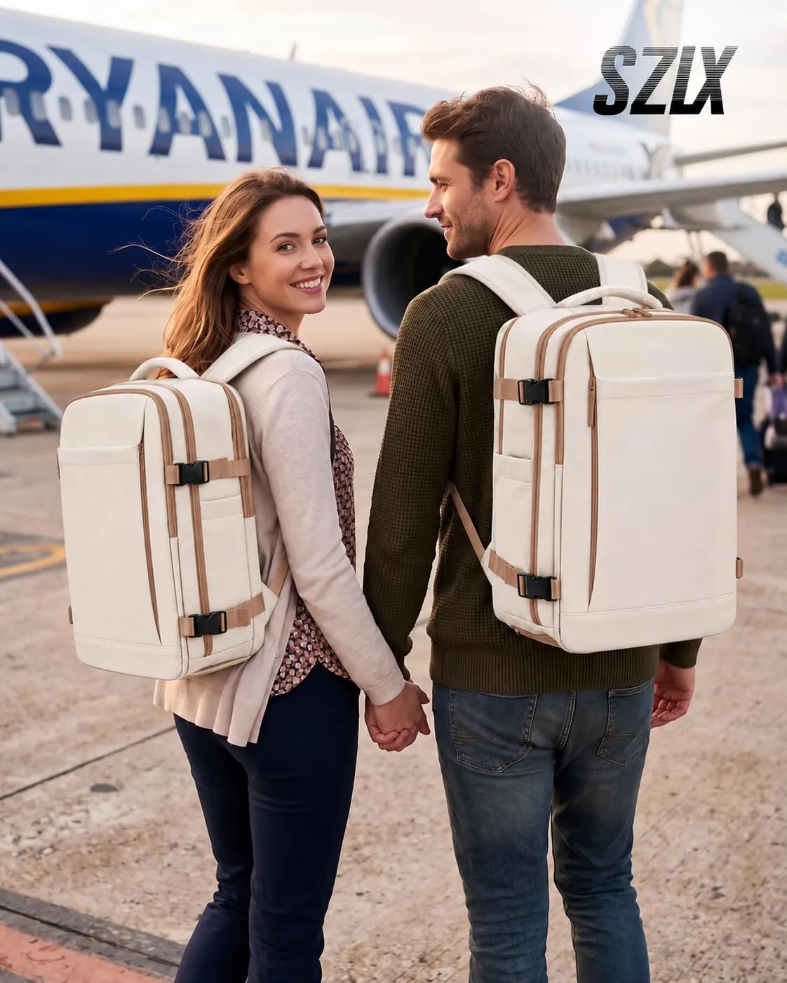 SZLX Zaino da Viaggio Sottovuoto con Pompa 40x30x20cm per Ryanair Wizzair Vueling, Impermeabile con Scomparto Scarpe e Laptop 14 Pollici - immagine 2
