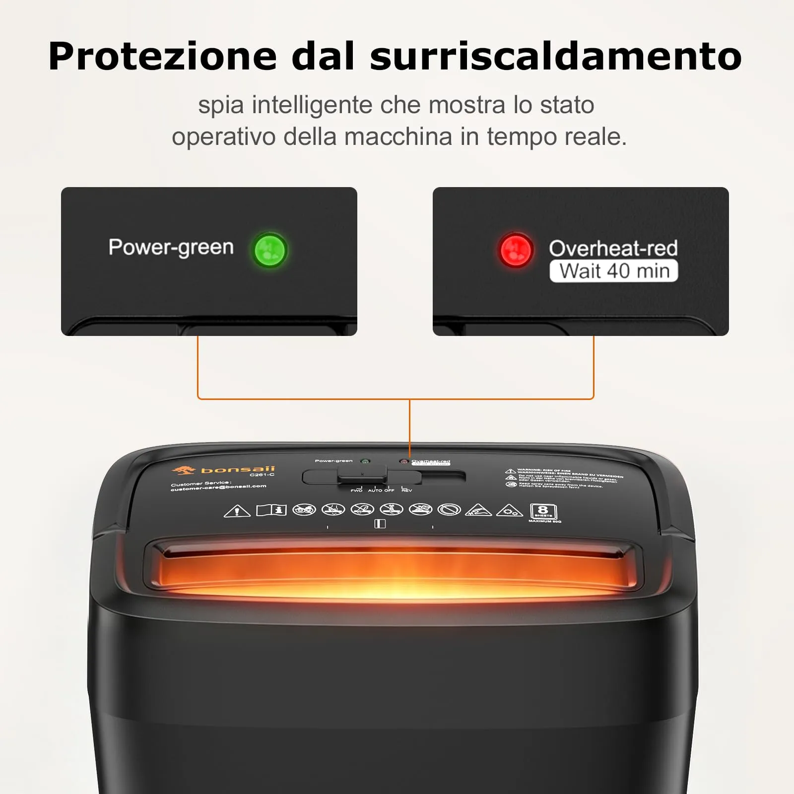 Bonsaii Distruggidocumenti P4 Tritacarta Taglio a Frammenti 8 Fogli, C261-C - immagine 5
