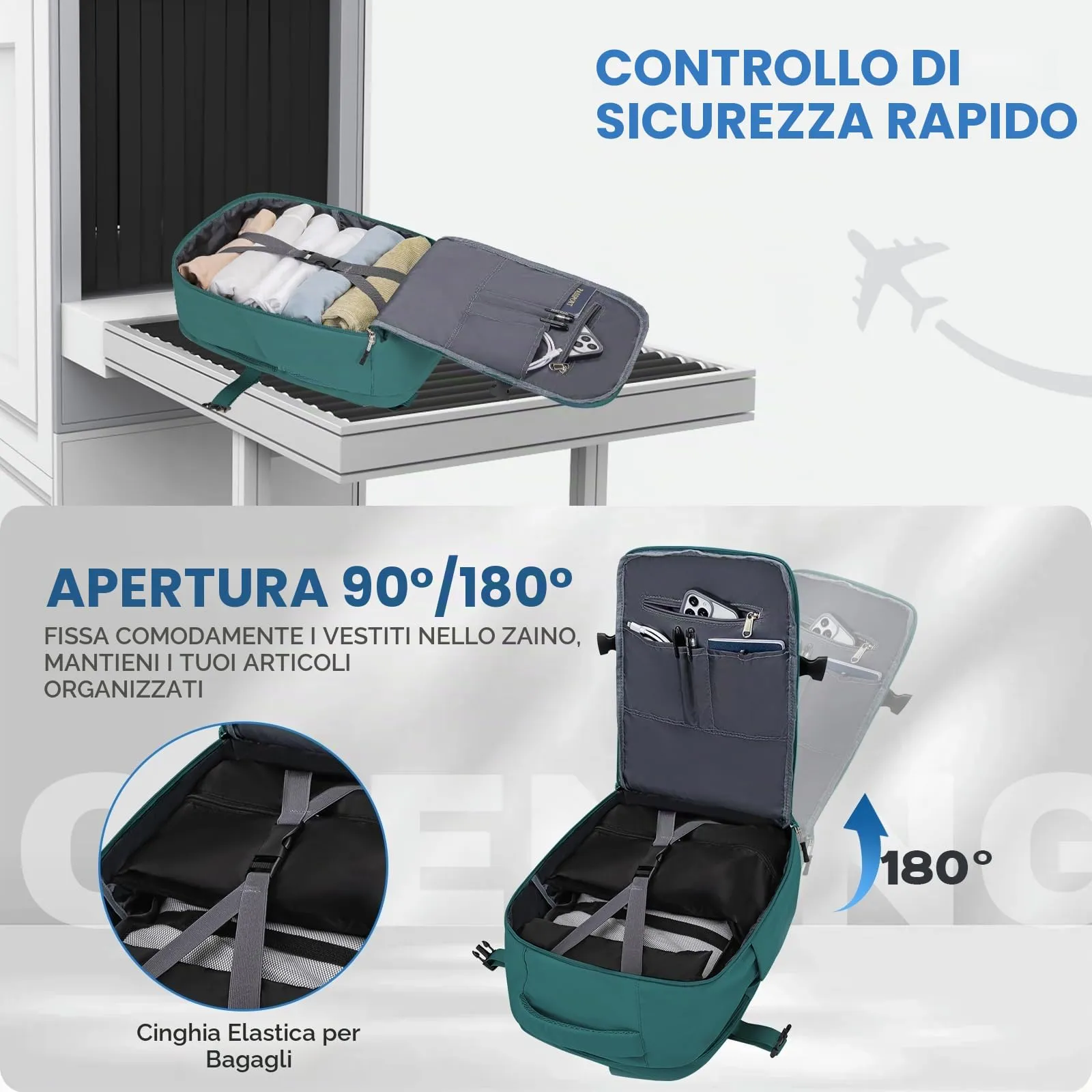 Xkdoai Zaino da Viaggio Bagaglio a Mano per Ryanair 40x30x20cm - immagine 3