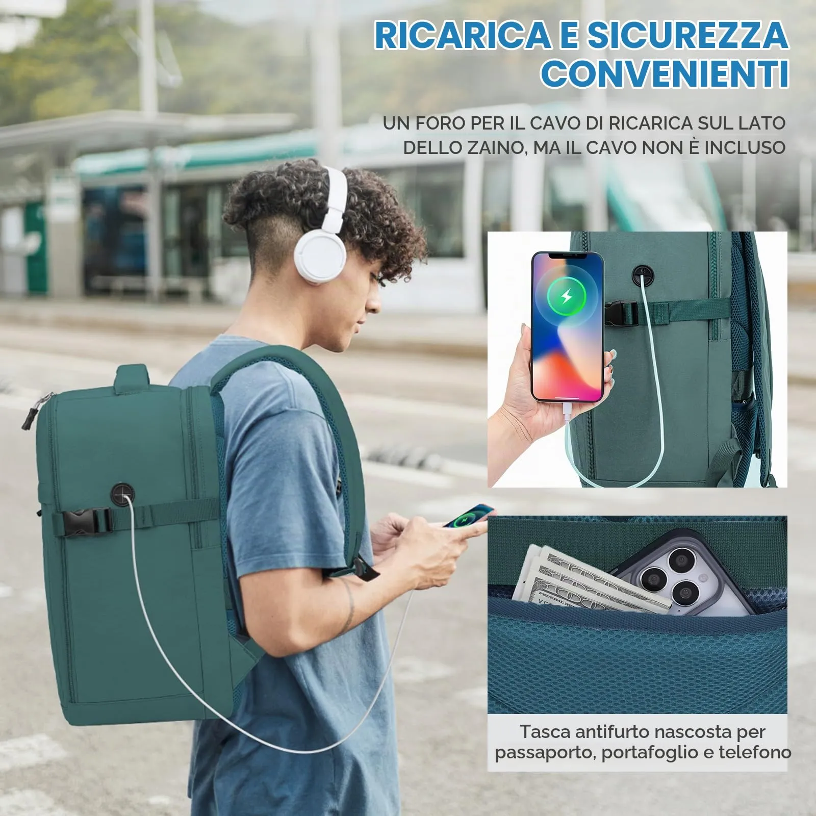 Xkdoai Zaino da Viaggio Bagaglio a Mano per Ryanair 40x30x20cm - immagine 5