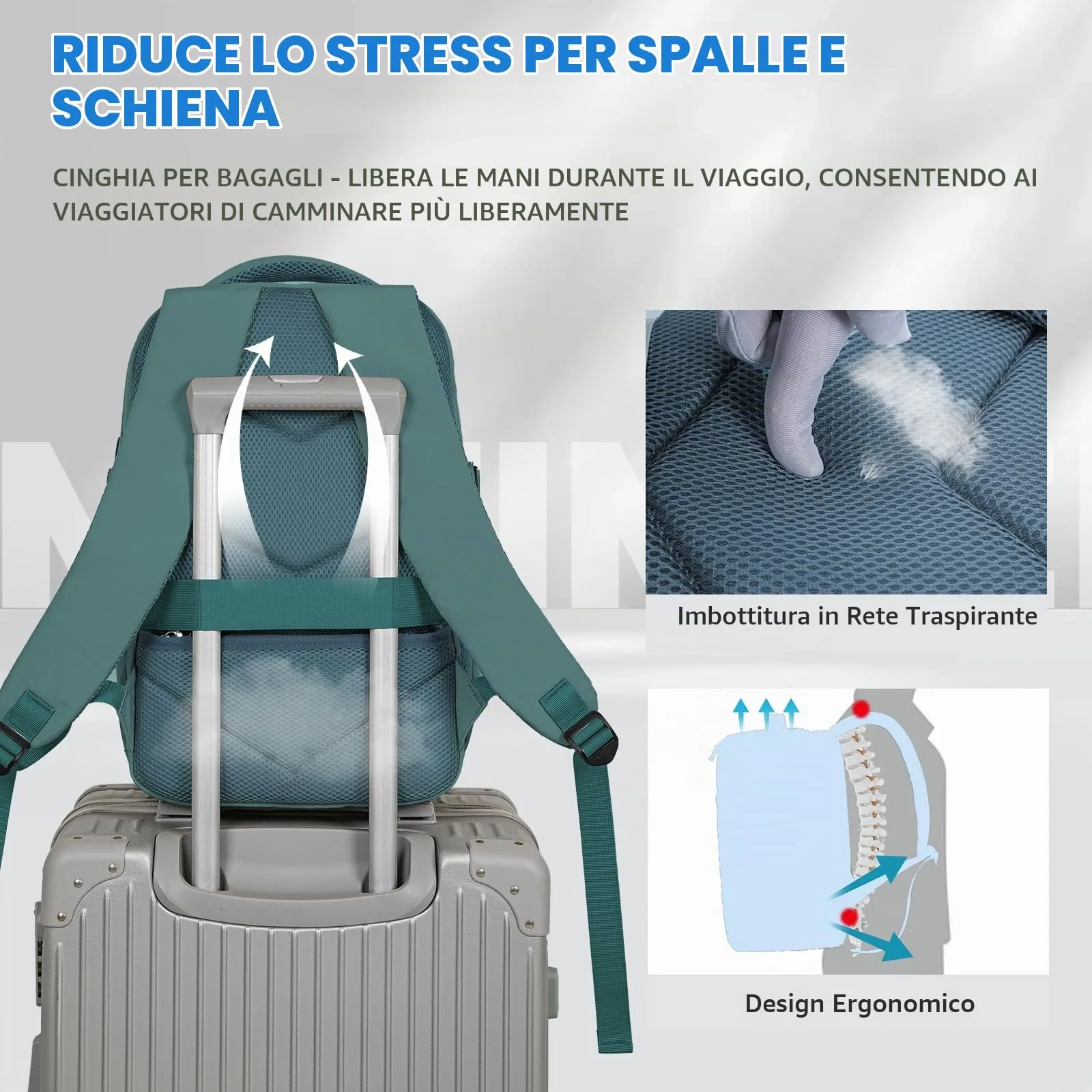 Xkdoai Zaino da Viaggio Bagaglio a Mano per Ryanair 40x30x20cm - immagine 7