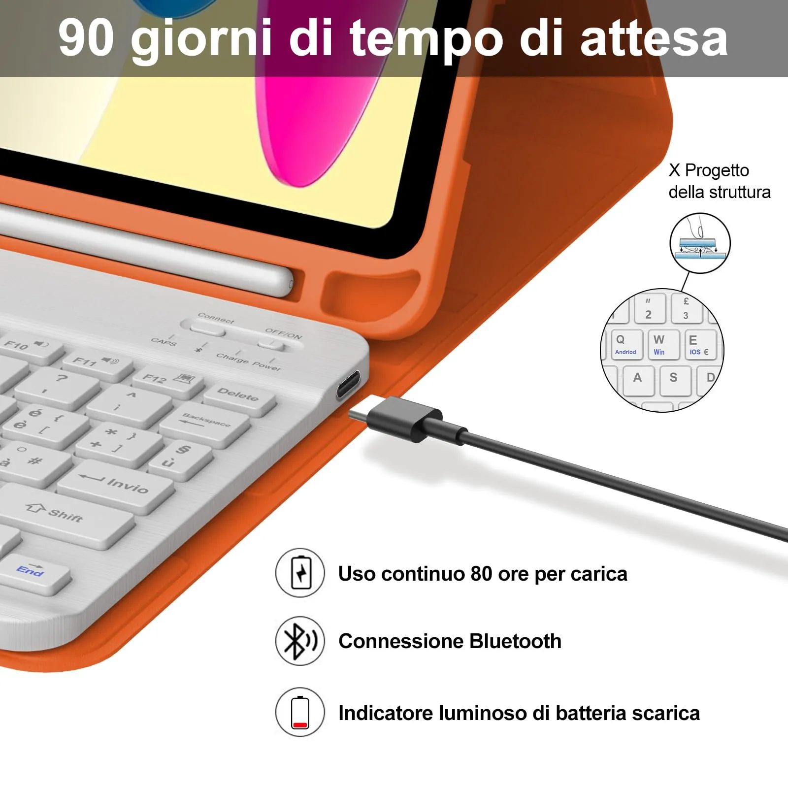 Tastiera per iPad A16 11 Generazione 11" 2025/10 Generazione 2022 10.9" - immagine 4