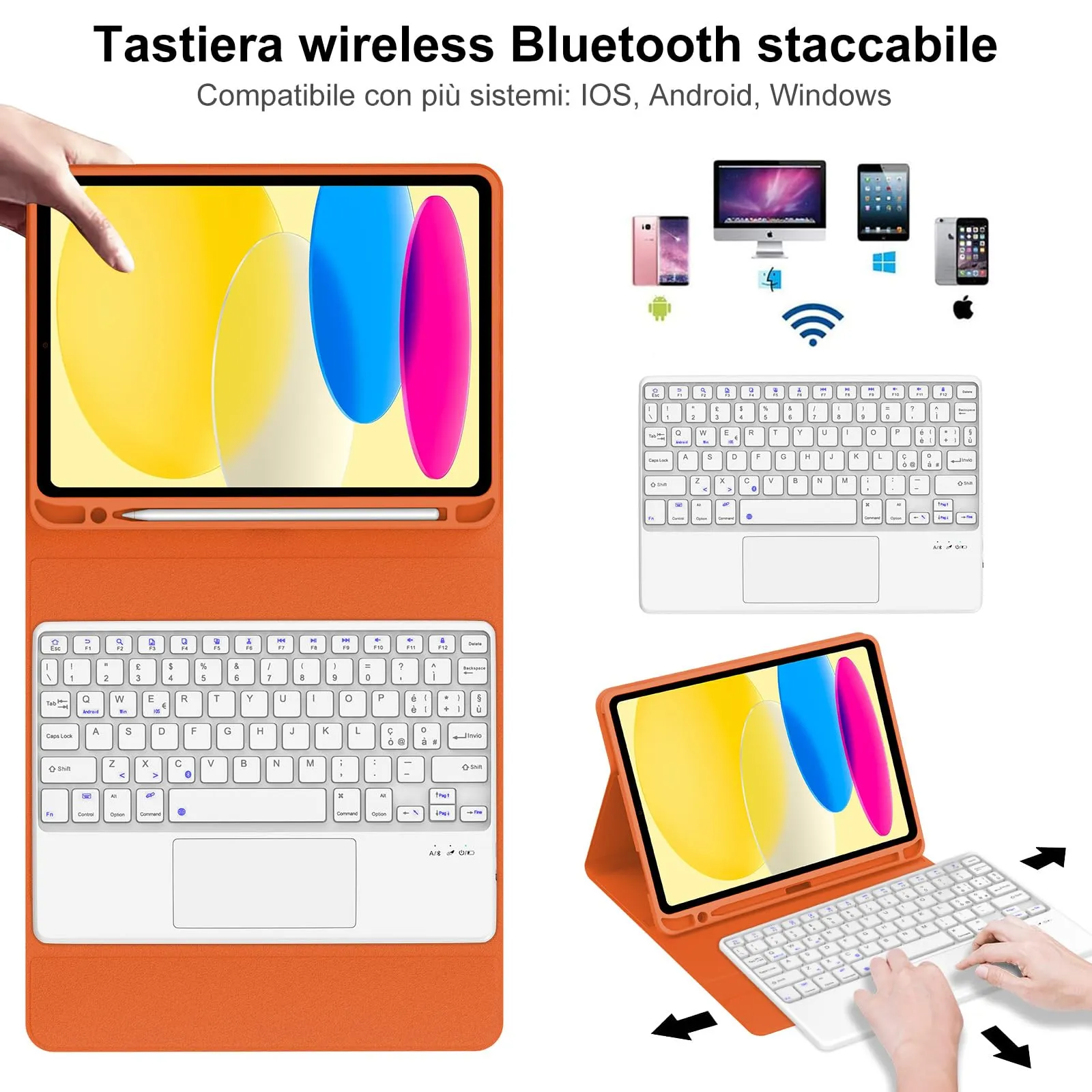 IVEOPPE Tastiera e Custodia per iPad 11 Generazione 11" (2025) e 10 Generazione 10.9" (2022) A16 - immagine 3