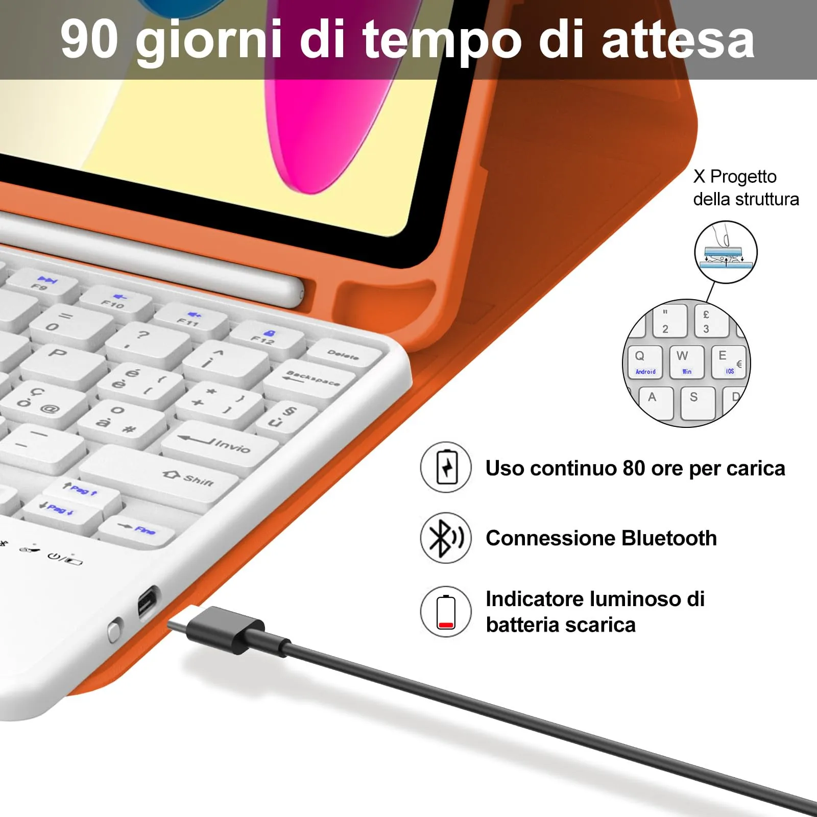 IVEOPPE Tastiera e Custodia per iPad 11 Generazione 11" (2025) e 10 Generazione 10.9" (2022) A16 - immagine 4