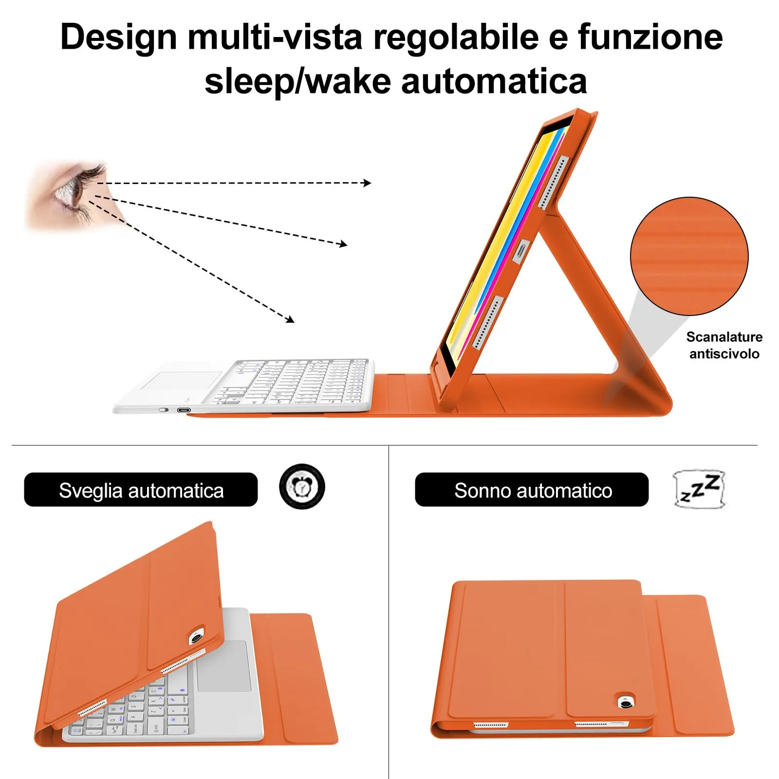 IVEOPPE Tastiera e Custodia per iPad 11 Generazione 11" (2025) e 10 Generazione 10.9" (2022) A16 - immagine 6