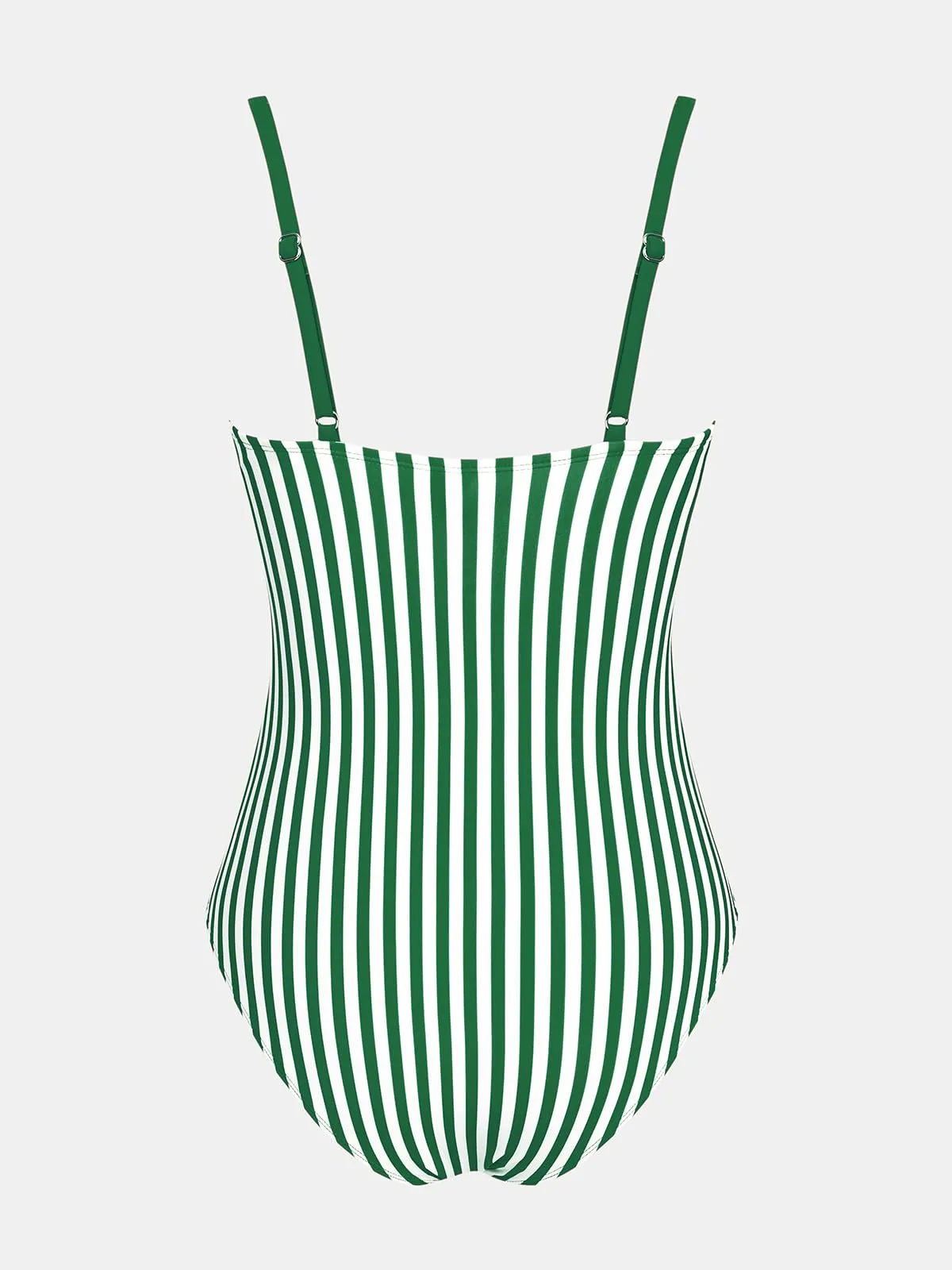 CUPSHE Costume da bagno intero da donna a righe verdi, scollo a V, L - immagine 7