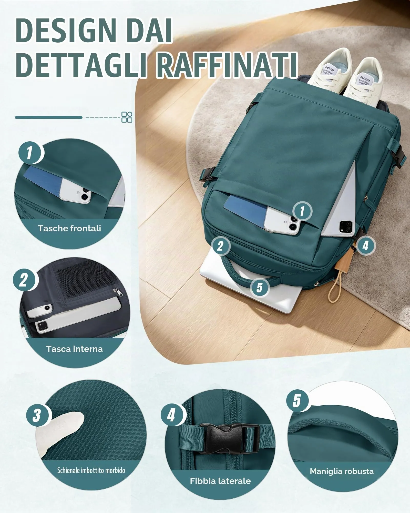 SZLX Zaino da Viaggio 40x30x20 Sottovuoto con Pompa, Bagaglio a Mano per Ryanair Wizzair Vueling, Impermeabile con Scomparto Scarpe e Laptop 14 Pollici - immagine 10