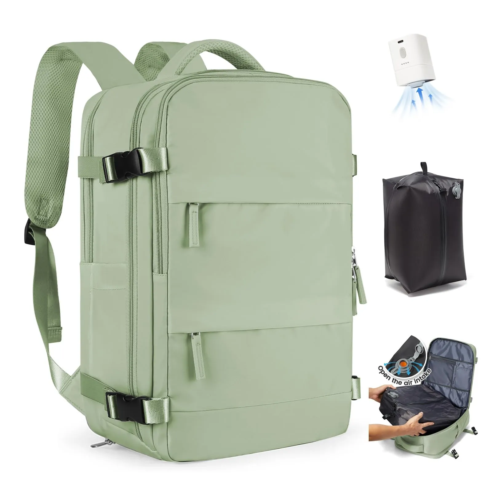 SZLX Zaino da Viaggio Sottovuoto con Pompa per Ryanair 40x30x20, Wizzair, Easyjet, Bagaglio a Mano con Scomparto Laptop 14 Pollici e Porta Scarpe - immagine 1