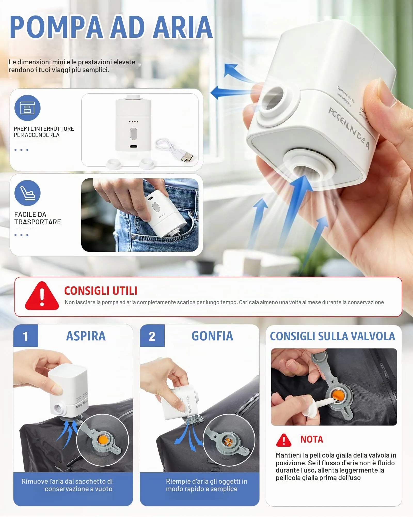 SZLX Zaino da Viaggio Sottovuoto con Pompa 40x30x20cm per Ryanair Wizzair Vueling, Impermeabile con Scomparto Scarpe e Laptop 14 Pollici - immagine 6