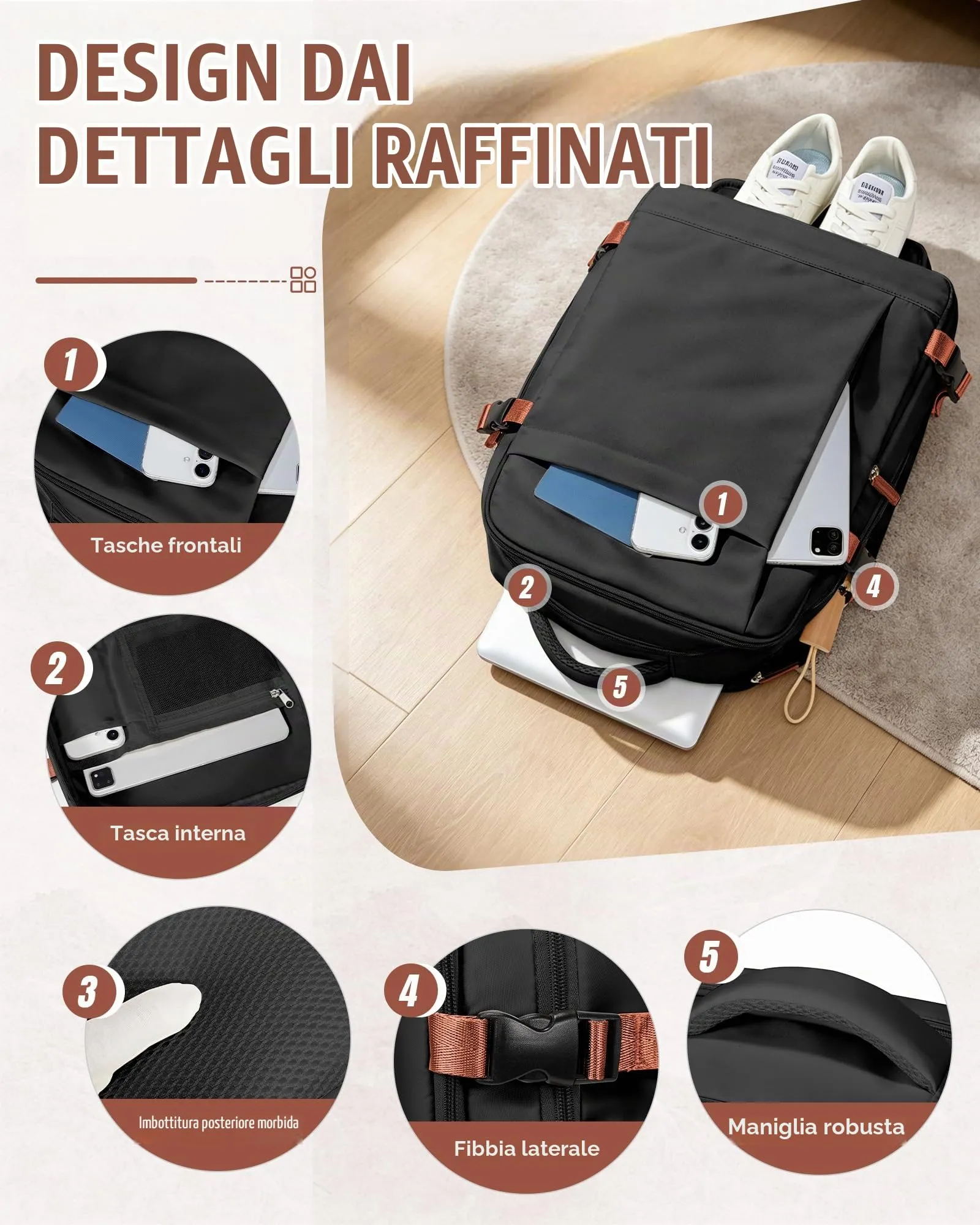 SZLX Zaino da Viaggio 40x30x20 Sottovuoto con Pompa per Ryanair Wizzair Vueling, Impermeabile con Scomparto Scarpe e Laptop 14 Pollici - immagine 10
